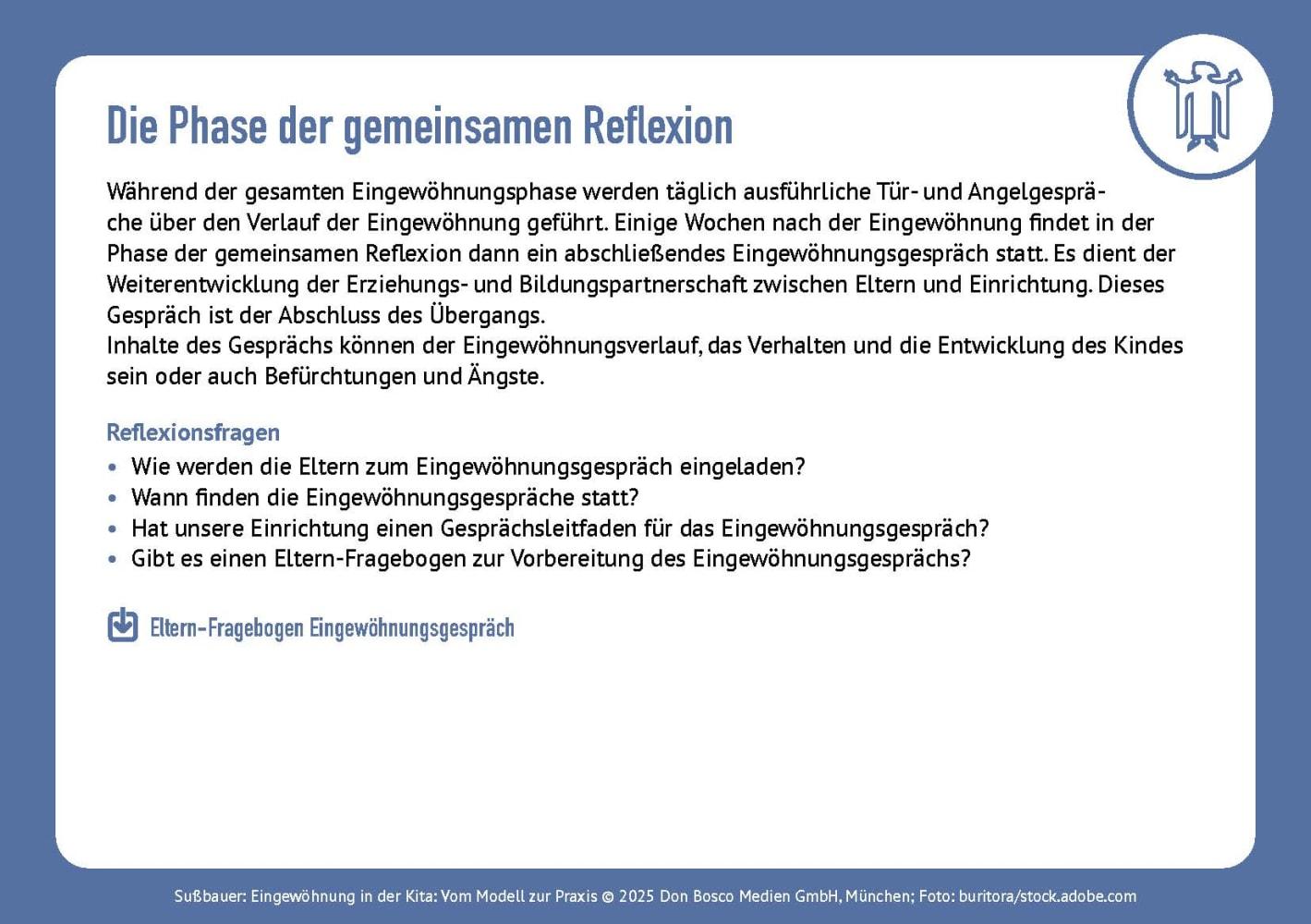 Beispielinhalt (Bild) Eingewöhnung in der Kita. Vom Modell zur Praxis