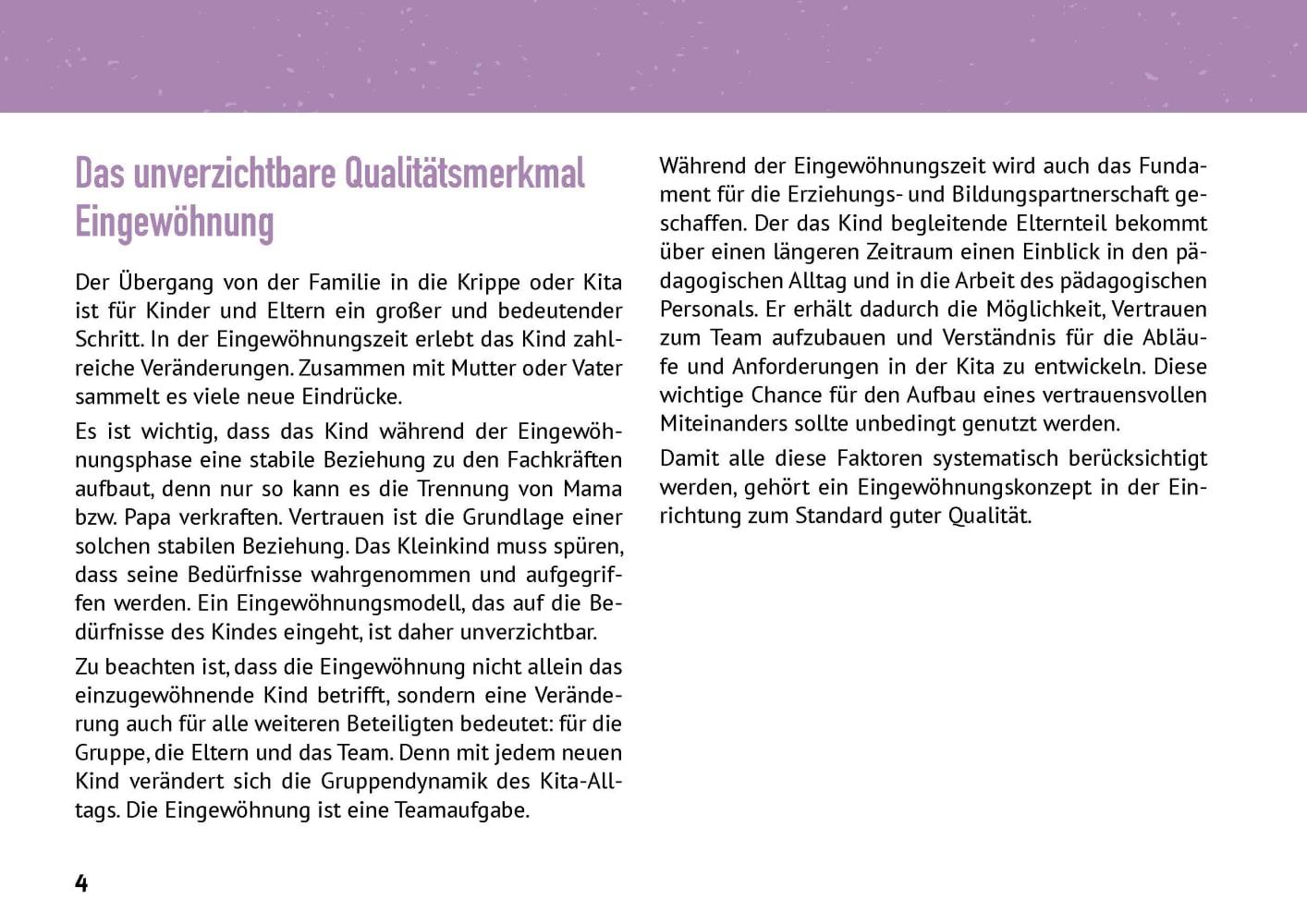 Beispielinhalt (Bild) Eingewöhnung in der Kita. Vom Modell zur Praxis