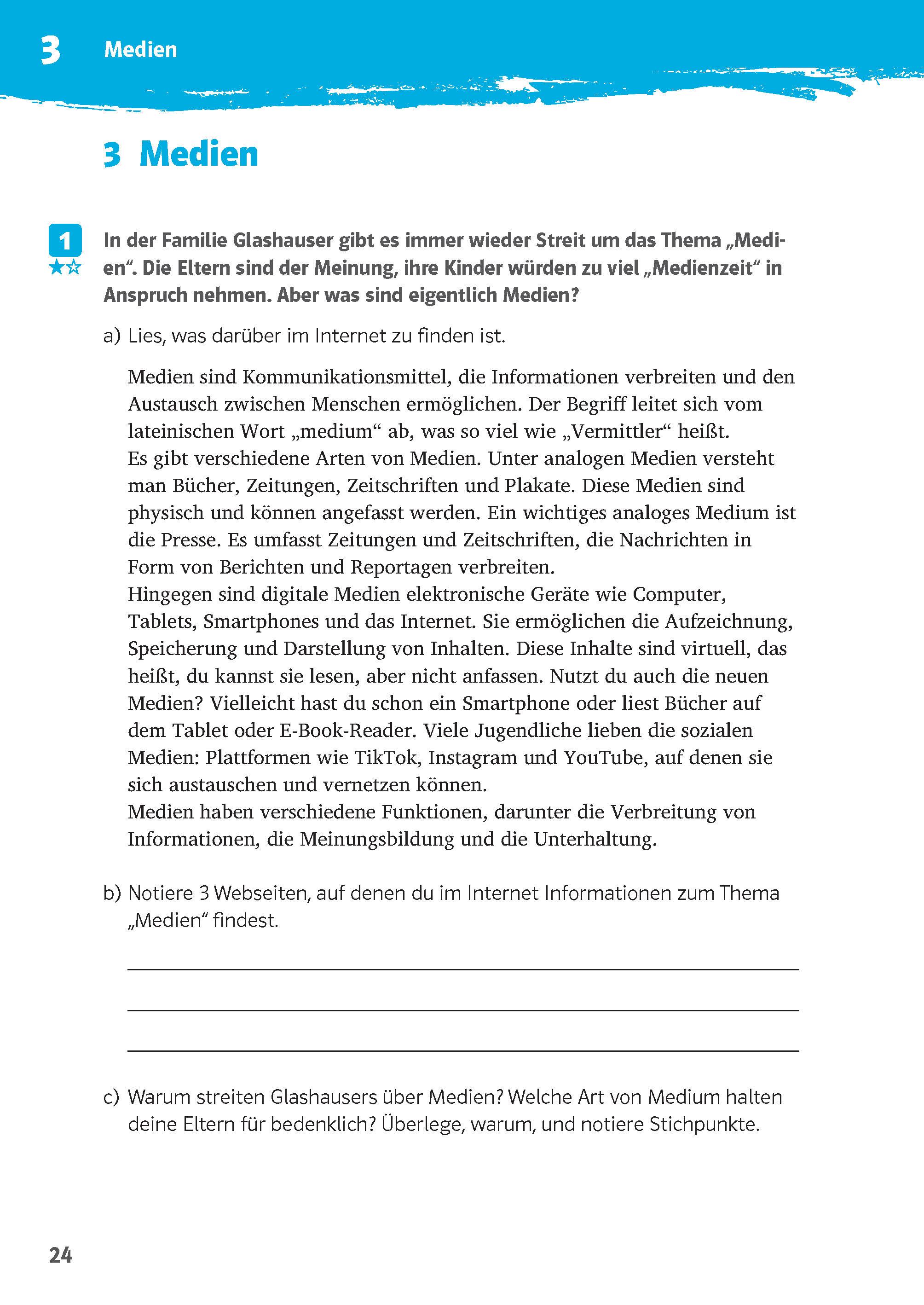 Beispielinhalt (Bild) Klett 10-Minuten-Training Deutsch Texte lesen und verstehen 5. Klasse