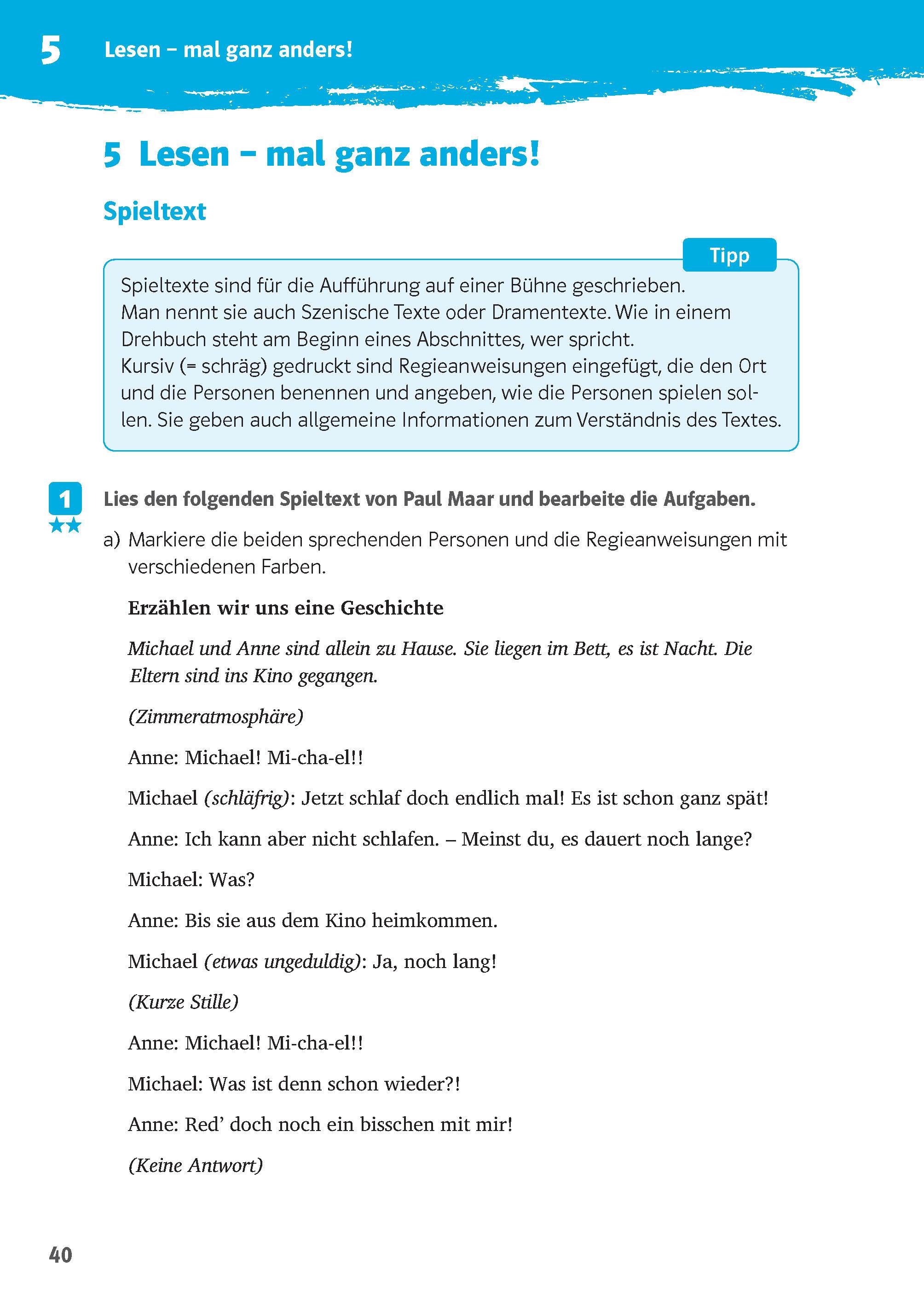 Beispielinhalt (Bild) Klett 10-Minuten-Training Deutsch Texte lesen und verstehen 5. Klasse