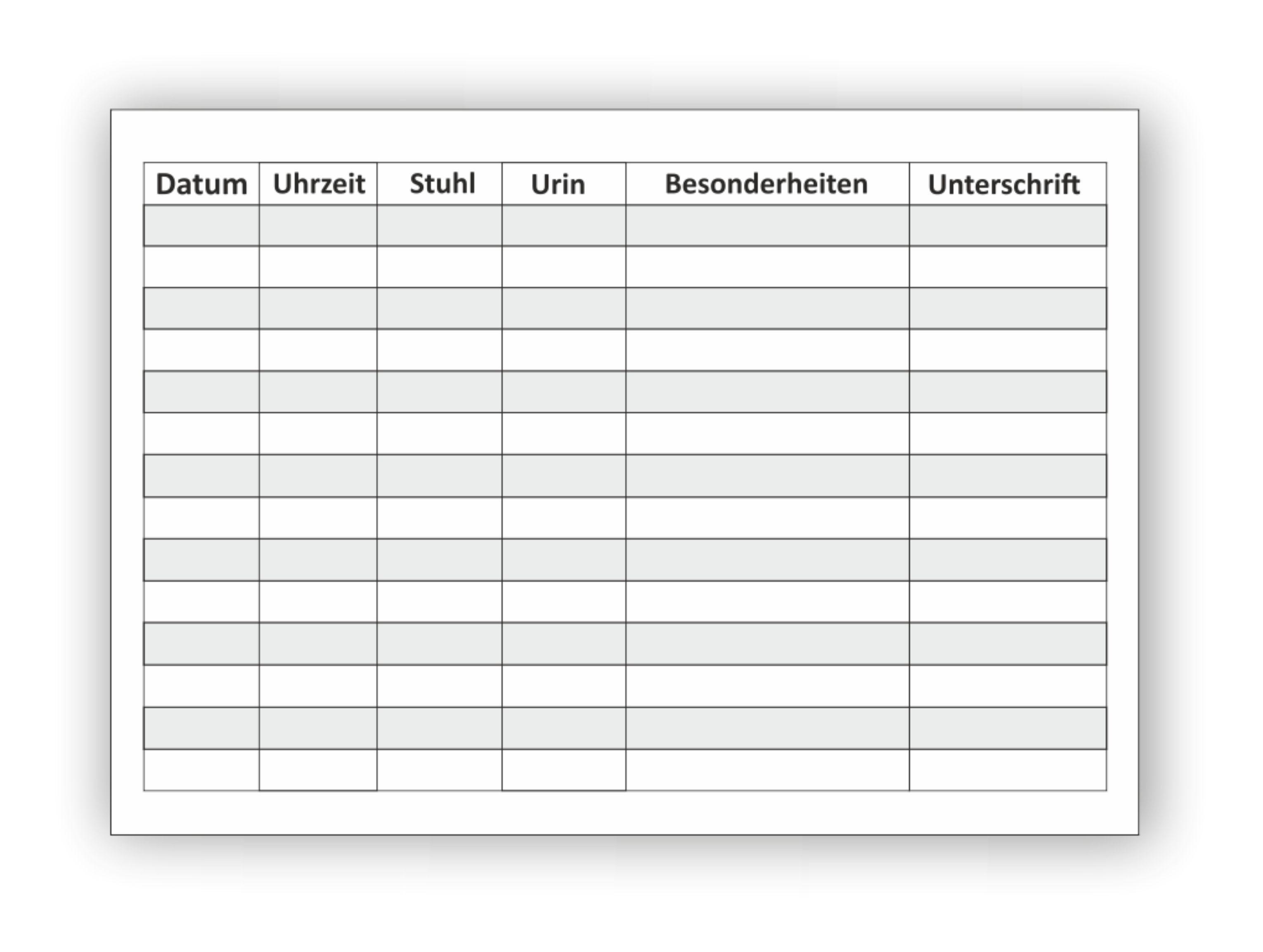 Beispielinhalt (Bild) Kita-Wickelprotokoll