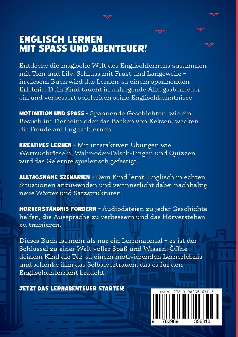 Rückseitencover Englisch lernen für Kinder (ab 5. Klasse) - Mit Tom & Lily spielerisch Englisch verbessern