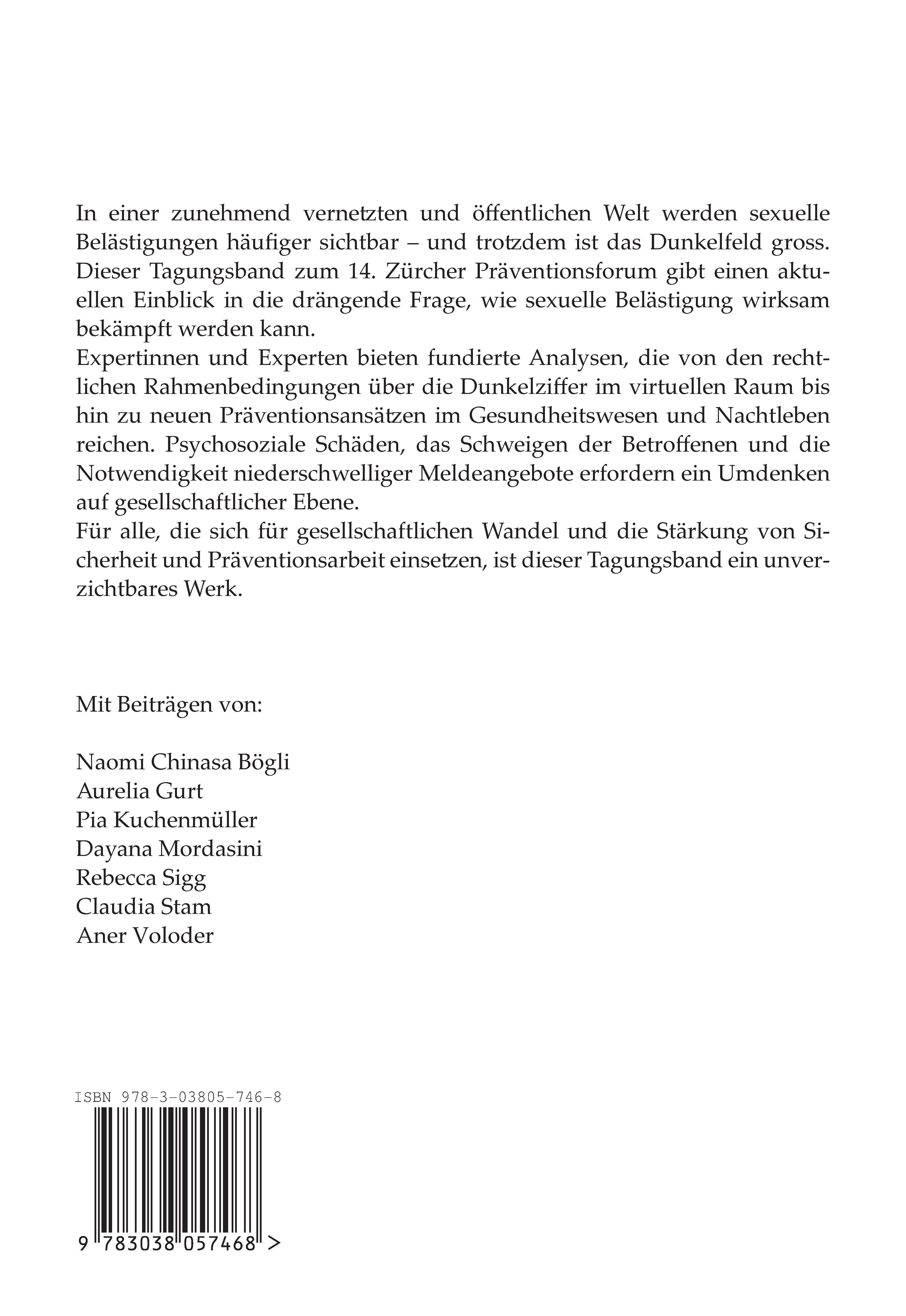 Rückseitencover Sexuelle Belästigung im öffentlichen und virtuellen Raum ¿ Fokus der Kriminalprävention