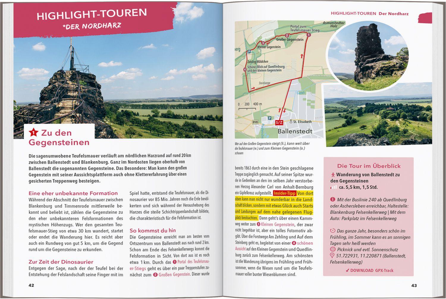 Beispielinhalt (Bild) MARCO POLO OUTDOOR GUIDE Reiseführer Harz