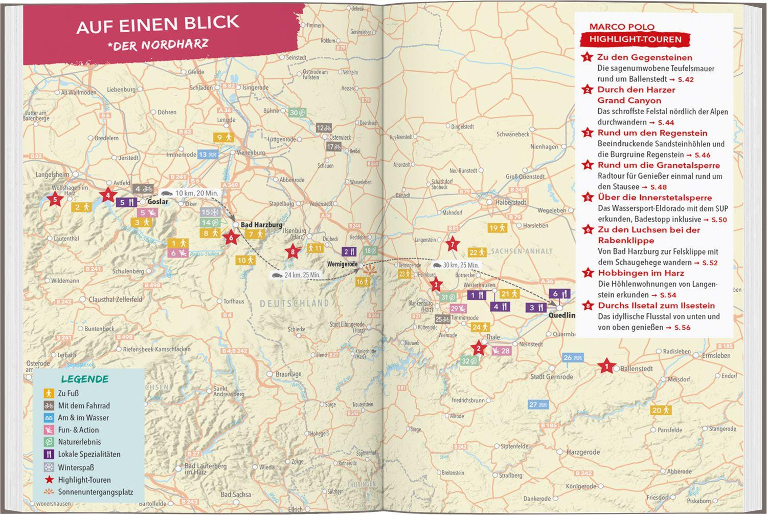 Beispielinhalt (Bild) MARCO POLO OUTDOOR GUIDE Reiseführer Harz