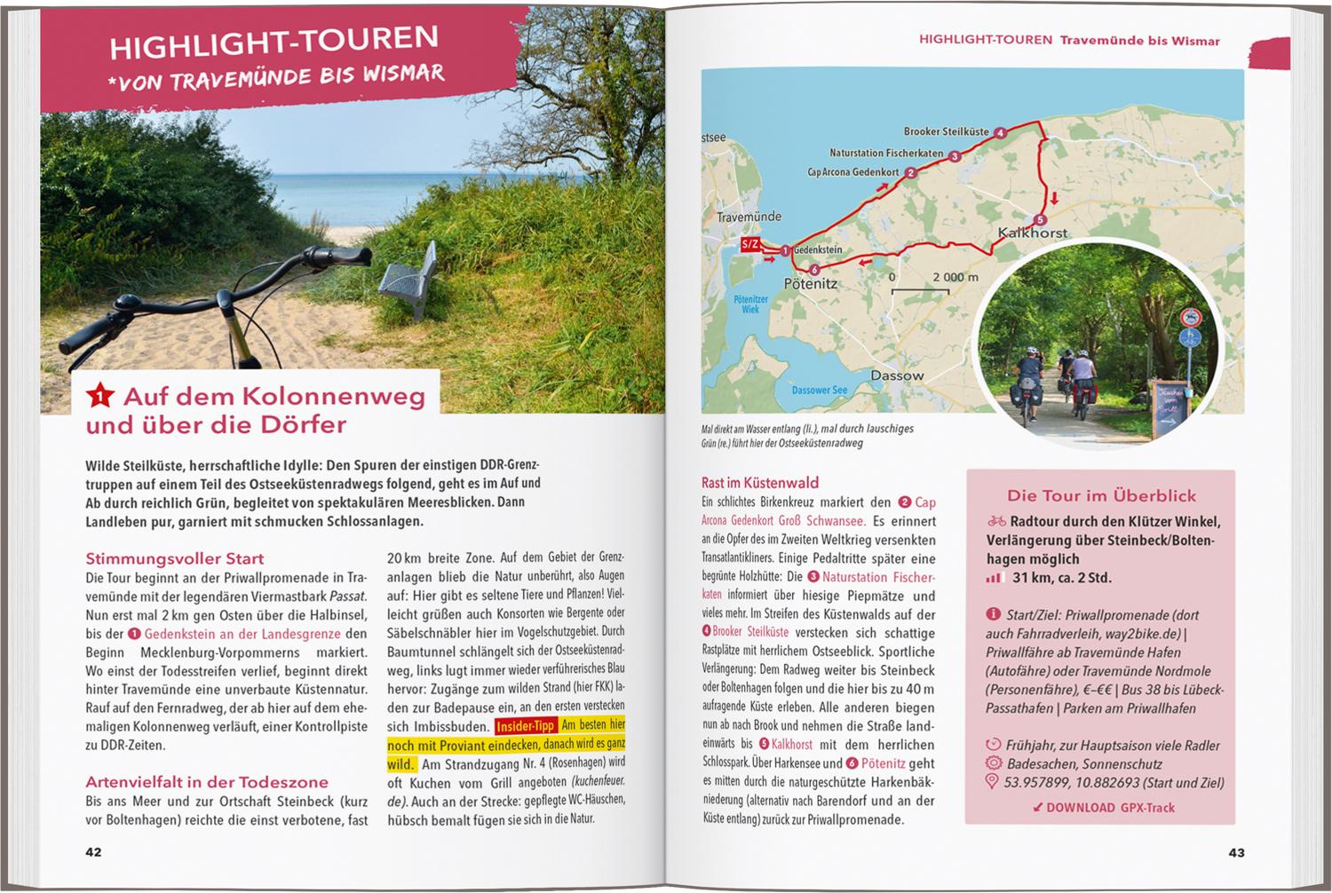 Beispielinhalt (Bild) MARCO POLO OUTDOOR GUIDE Reiseführer Ostseeküste Mecklenburg-Vorpommern