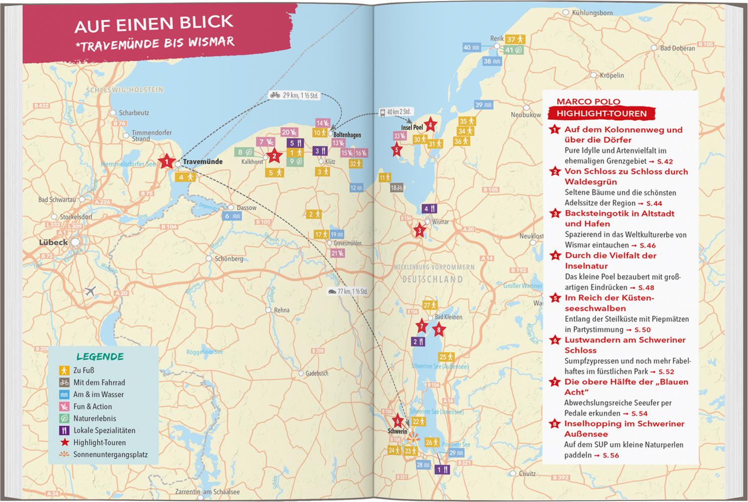 Beispielinhalt (Bild) MARCO POLO OUTDOOR GUIDE Reiseführer Ostseeküste Mecklenburg-Vorpommern