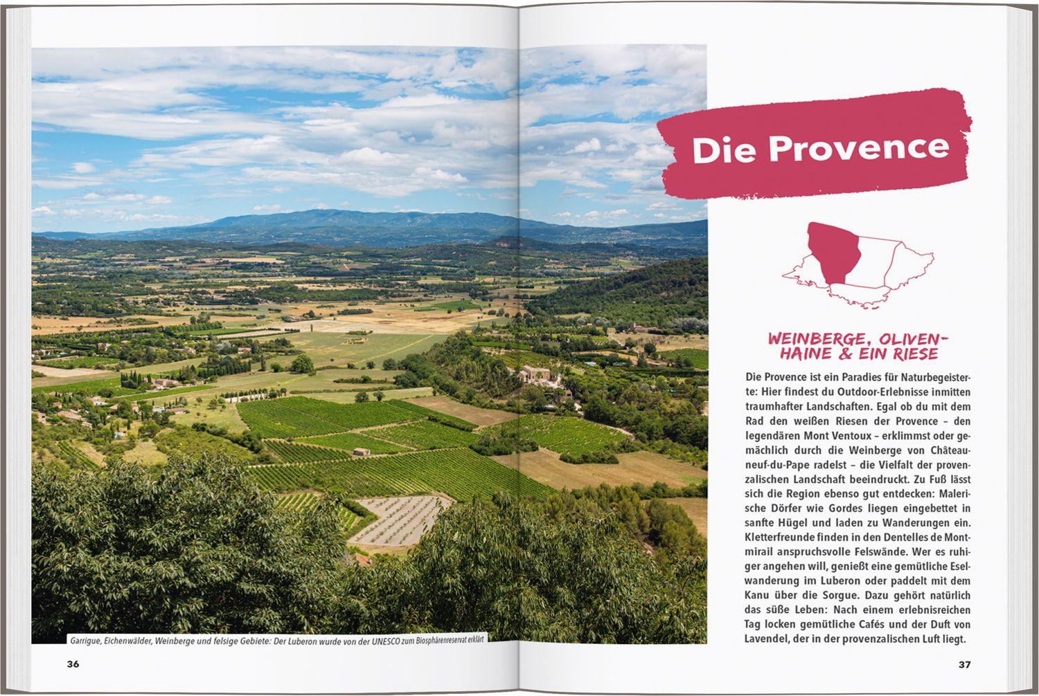 Beispielinhalt (Bild) MARCO POLO OUTDOOR GUIDE Reiseführer Provence & Côte d'Azur