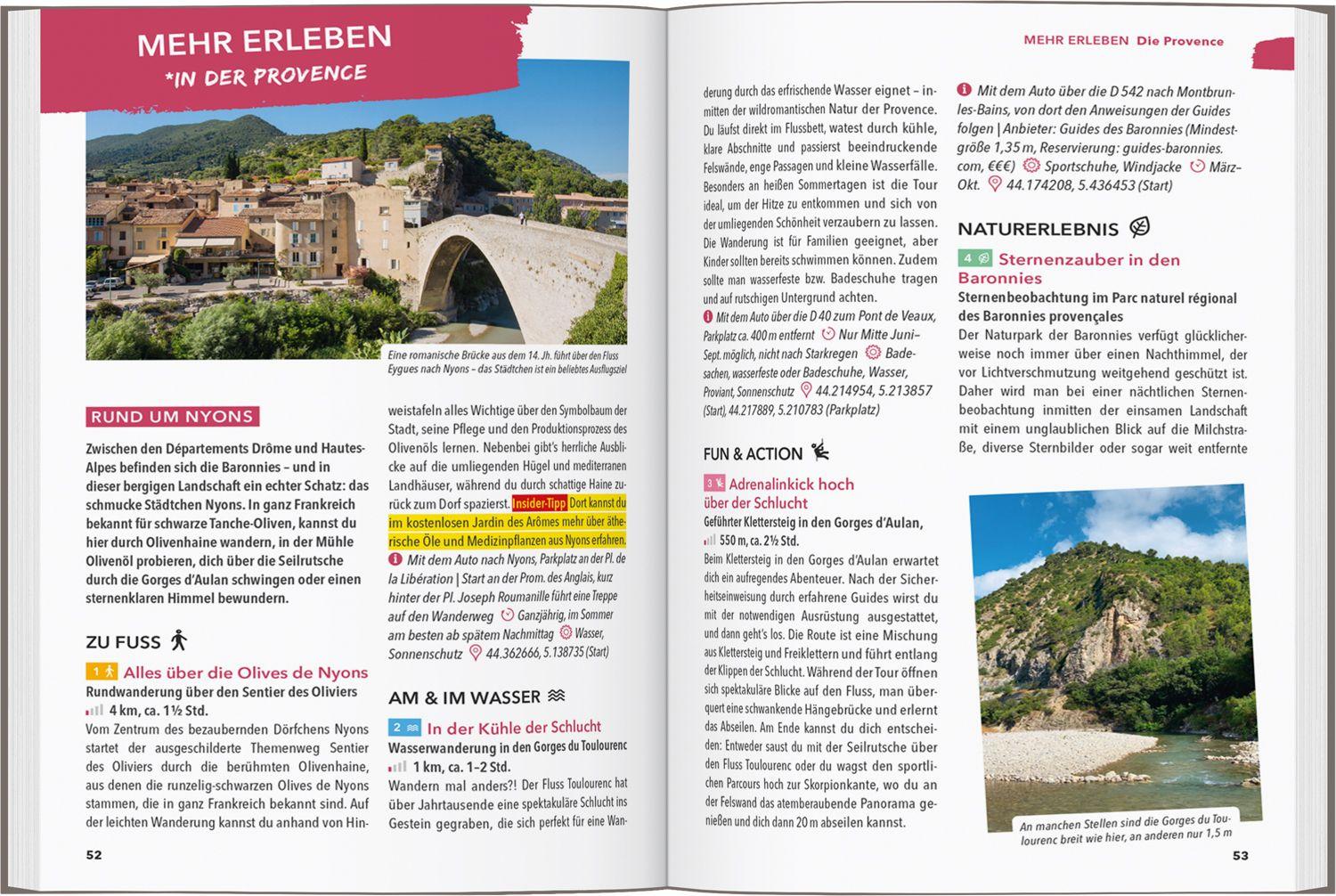 Beispielinhalt (Bild) MARCO POLO OUTDOOR GUIDE Reiseführer Provence & Côte d'Azur