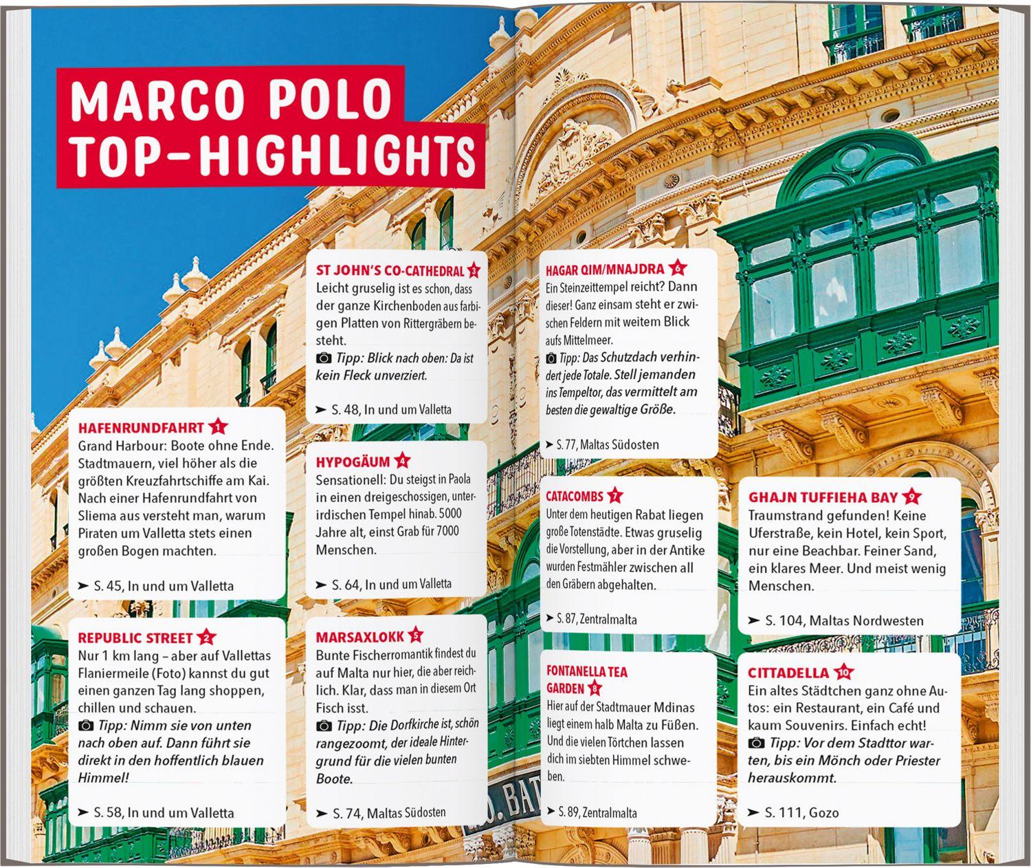 Beispielinhalt (Bild) MARCO POLO Reiseführer Malta & Gozo
