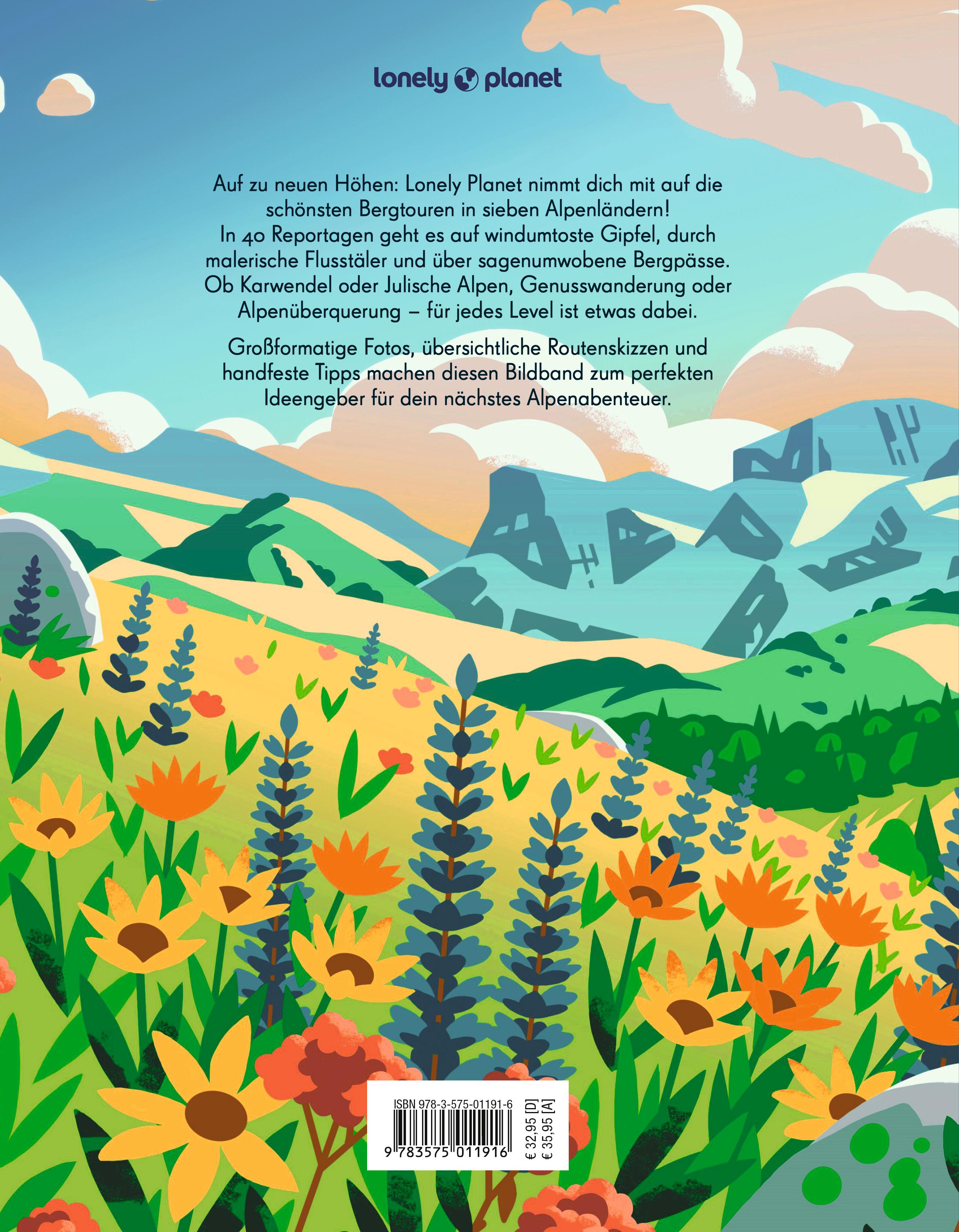 Rückseitencover LONELY PLANET Bildband Legendäre Wanderungen in den Alpen