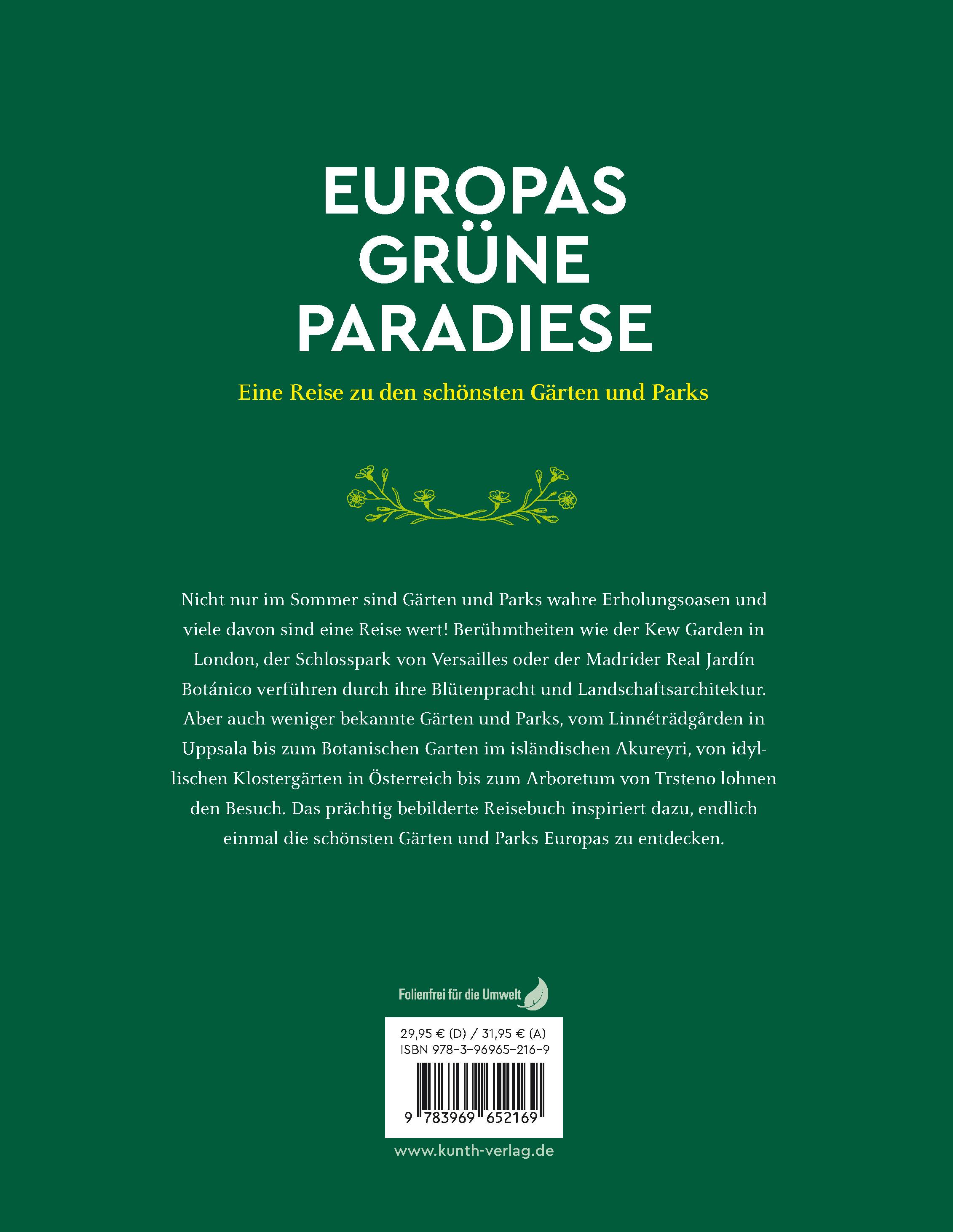 Rückseitencover KUNTH Europas grüne Paradiese