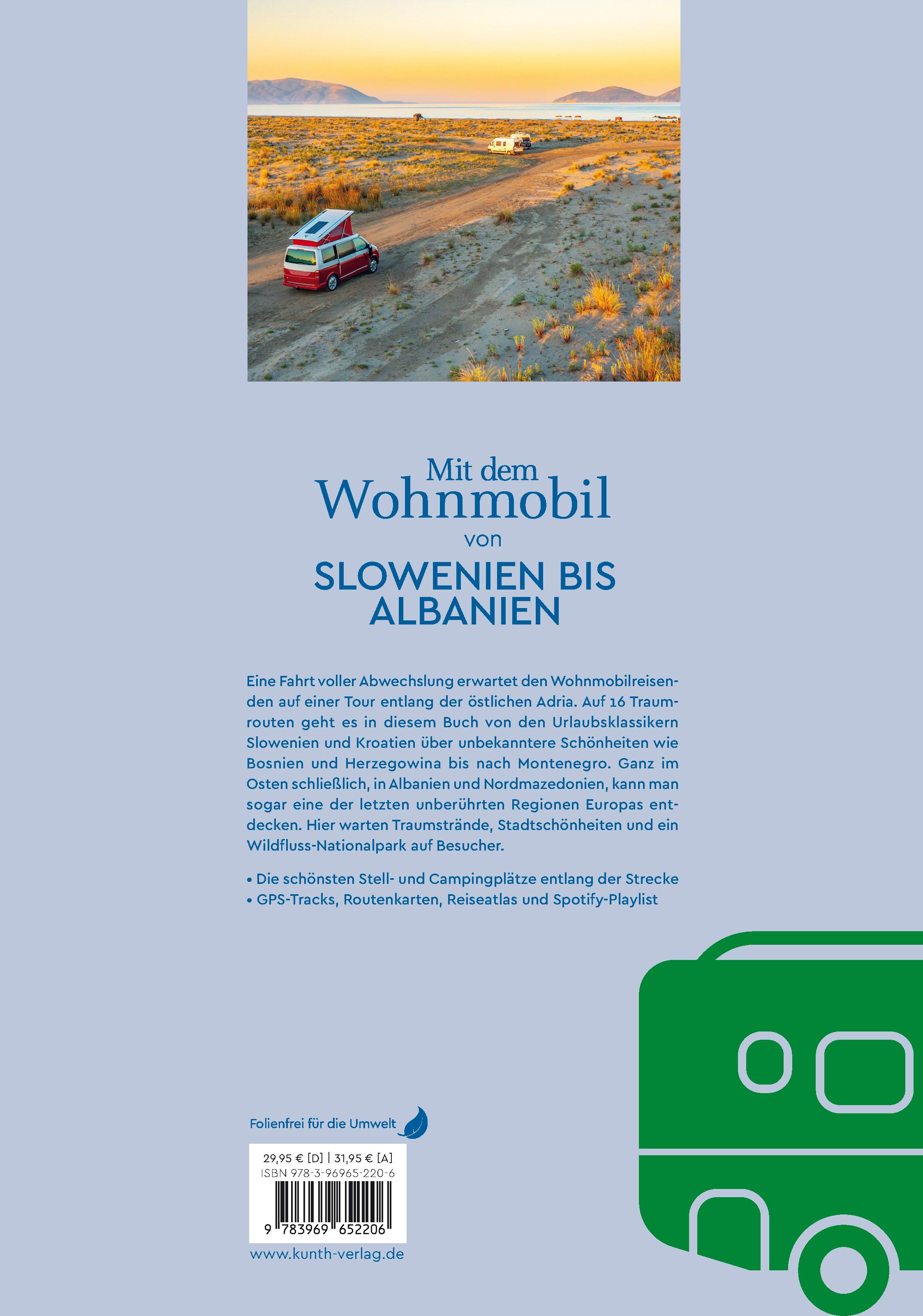 Rückseitencover KUNTH Mit dem Wohnmobil von Slowenien bis Albanien