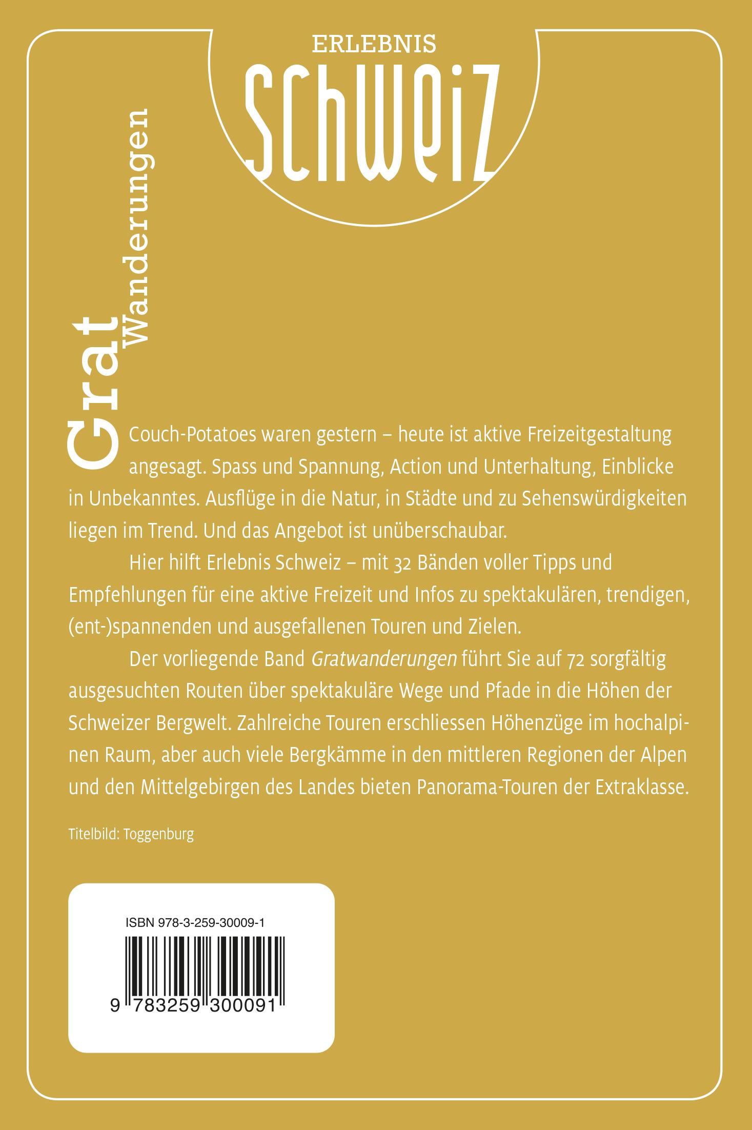 Rückseitencover Kümmerly+Frey Erlebnis Schweiz Gratwanderungen - Wanderführer