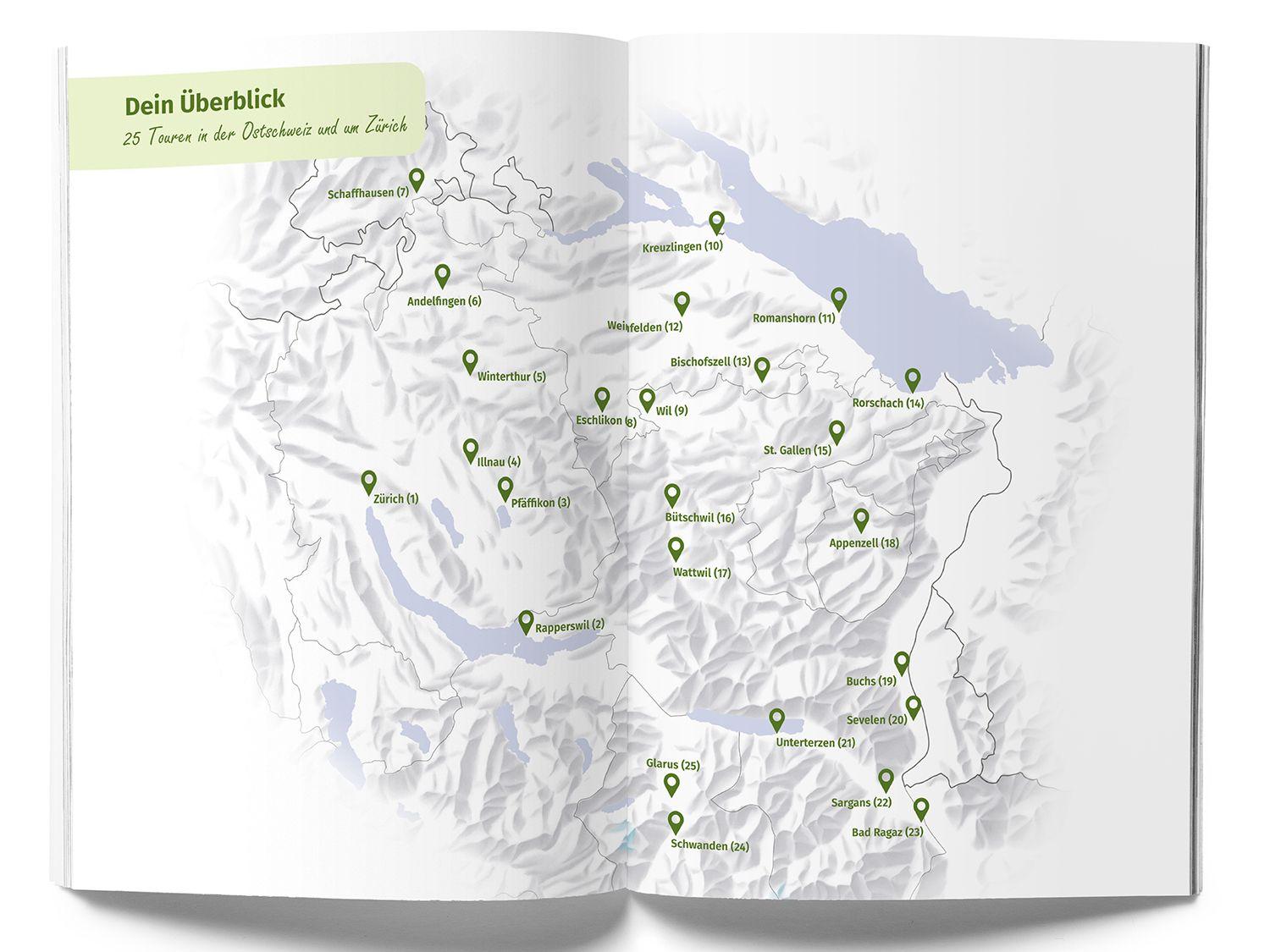 Beispielinhalt (Bild) Kümmerly+Frey Raus und E-Biken Ostschweiz & Zürich - E-Bikeführer
