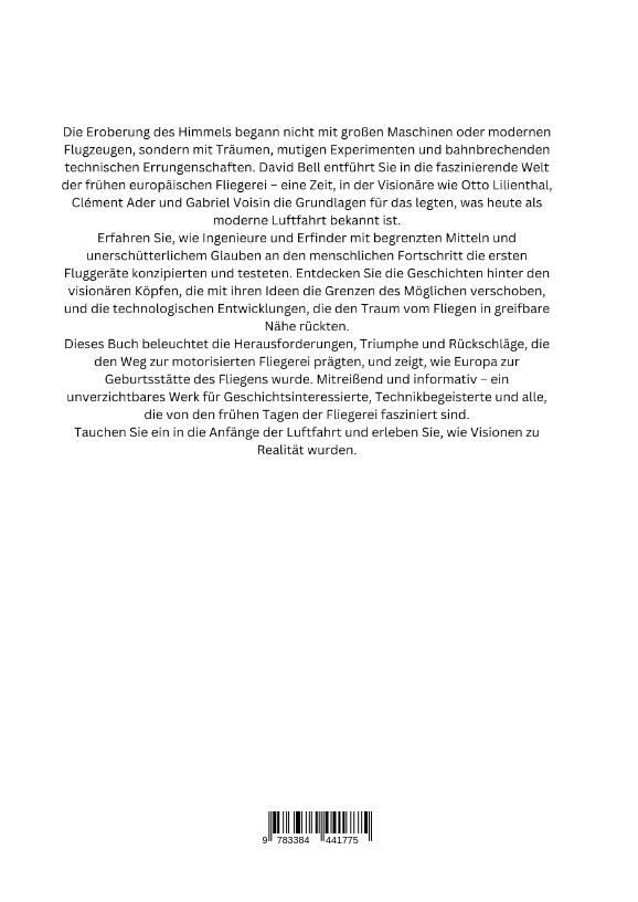 Rückseitencover Die frühen Jahre der  europäischen Fliegerei