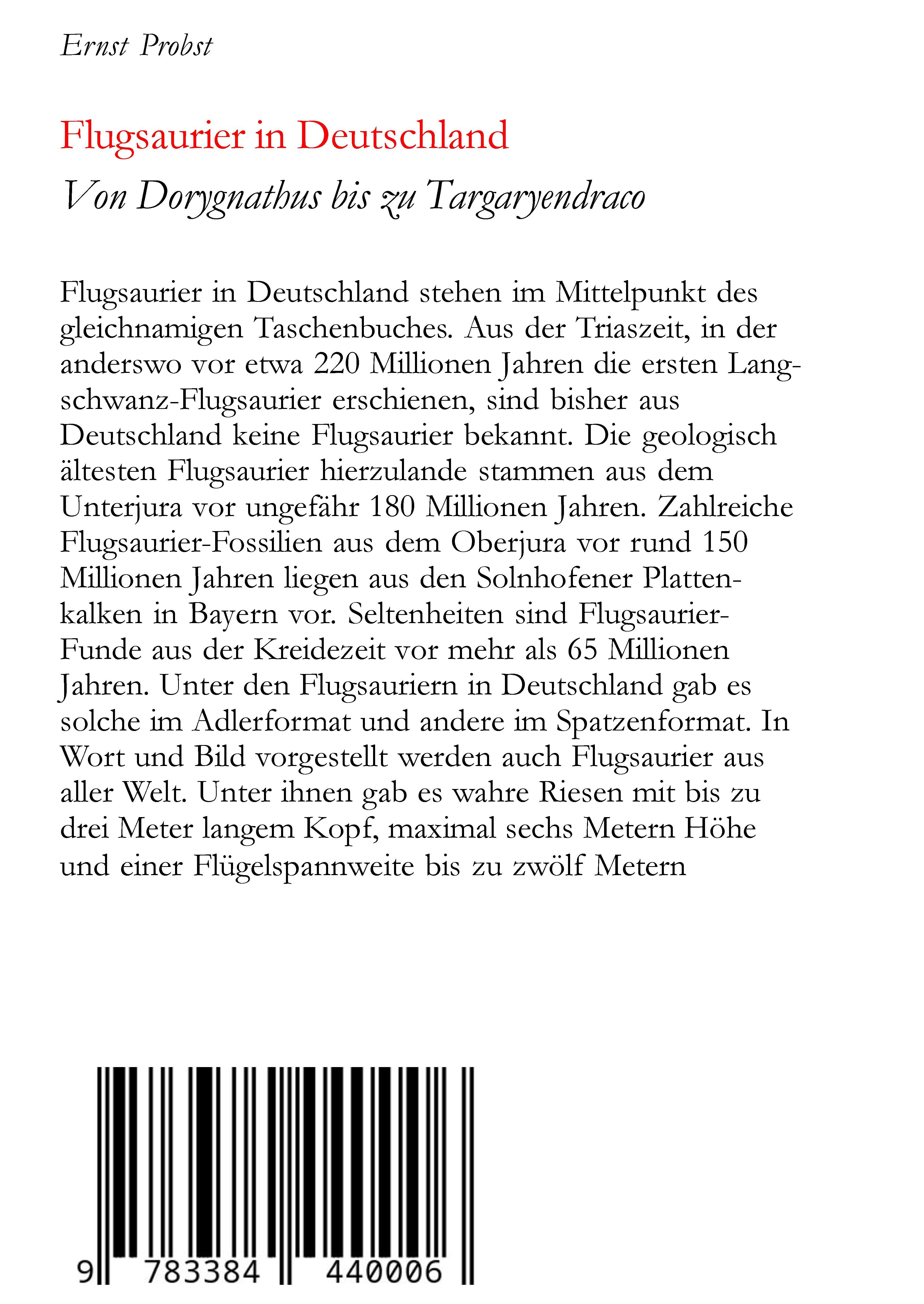 Rückseitencover Flugsaurier in Deutschland