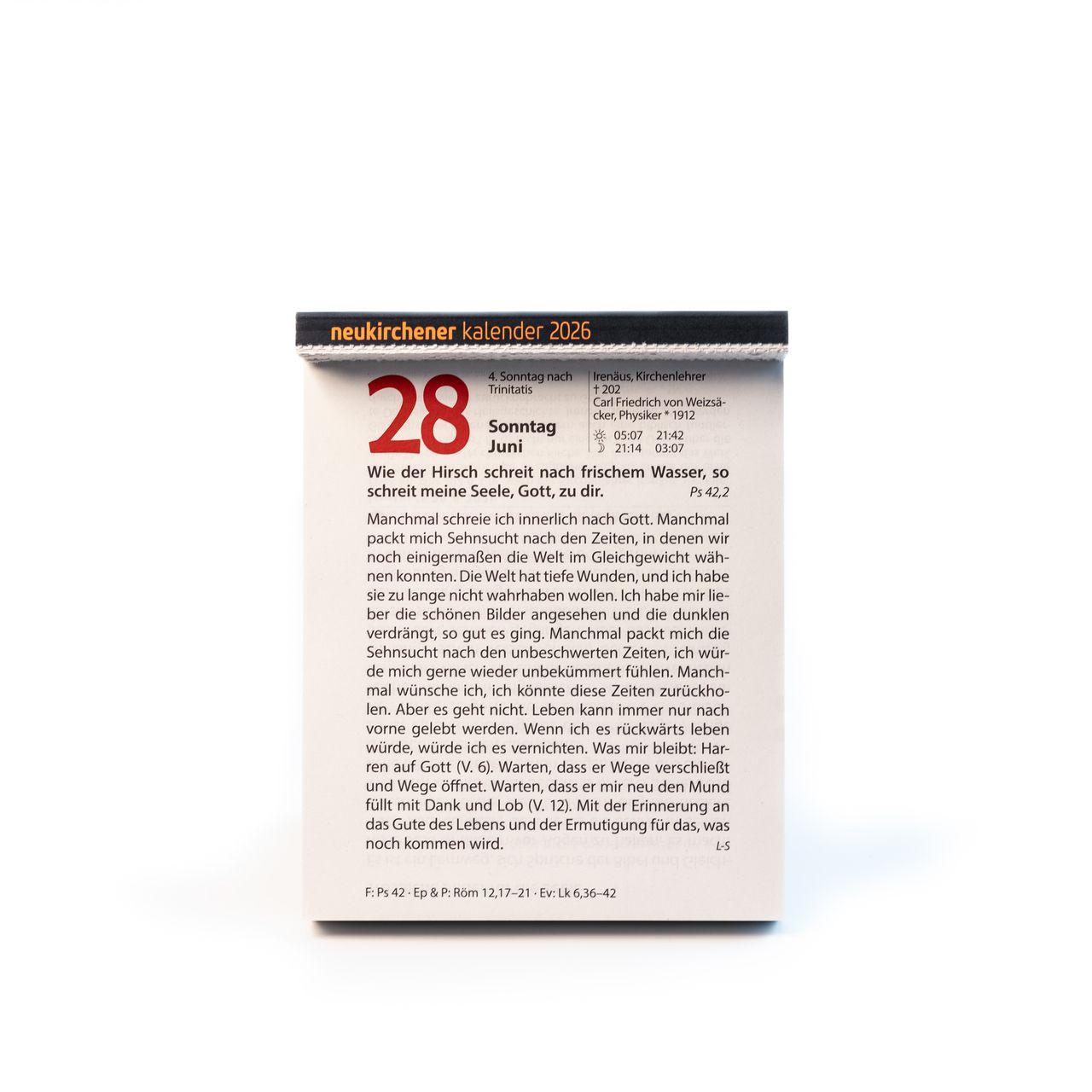 Beispielinhalt (Bild) Neukirchener Kalender 2026 - Großer Abreißkalender in lesefreundlicher Schrift