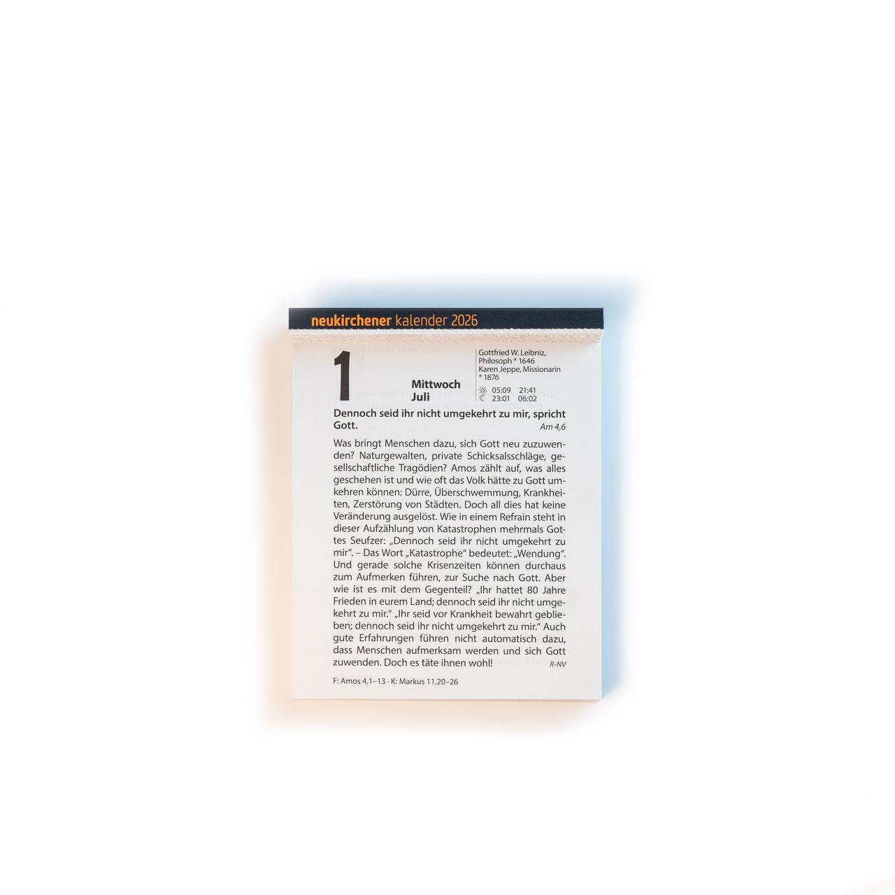 Beispielinhalt (Bild) Neukirchener Kalender 2026 - Großer Abreißkalender in lesefreundlicher Schrift