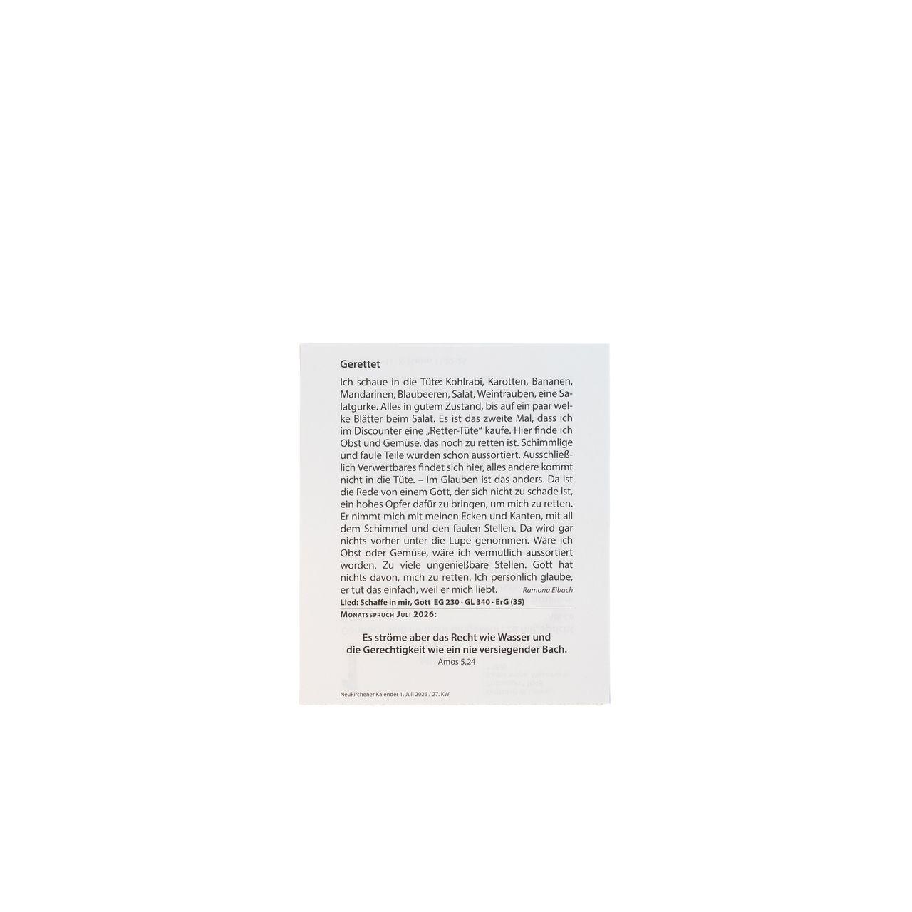 Beispielinhalt (Bild) Neukirchener Kalender 2026 - Großer Abreißkalender in lesefreundlicher Schrift