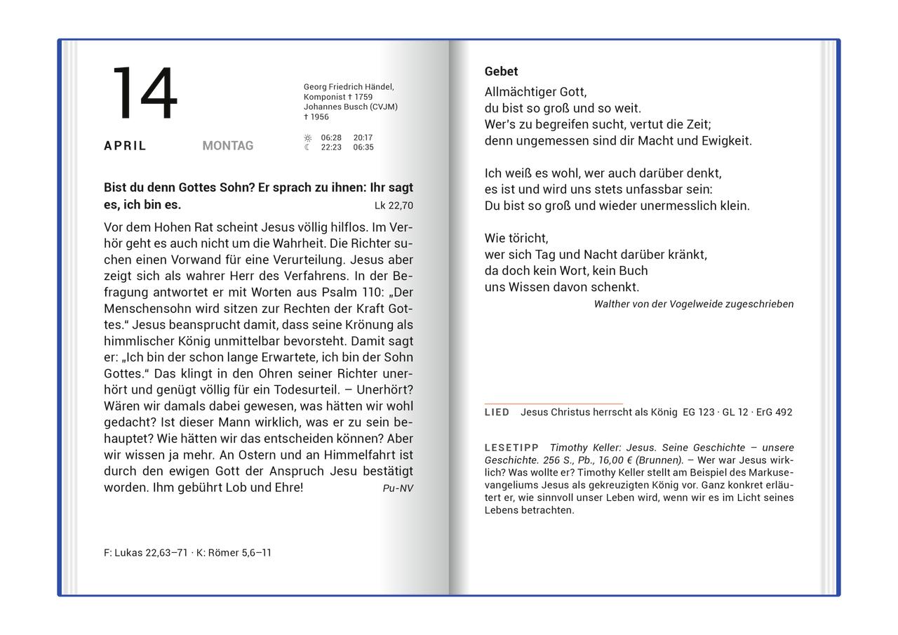 Beispielinhalt (Bild) Neukirchener Kalender 2026 - Taschenbuchausgabe
