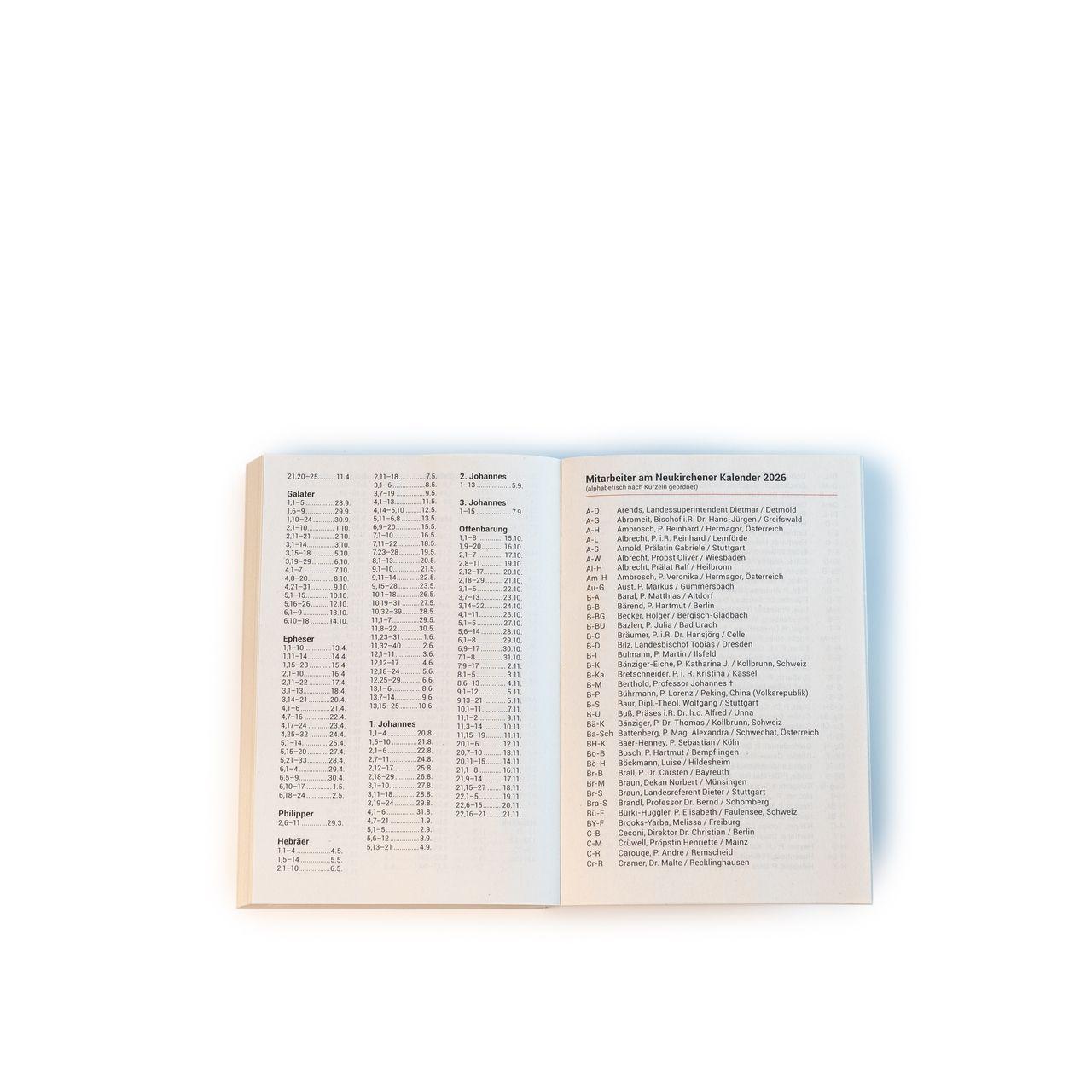 Beispielinhalt (Bild) Neukirchener Kalender 2026 - Taschenbuchausgabe