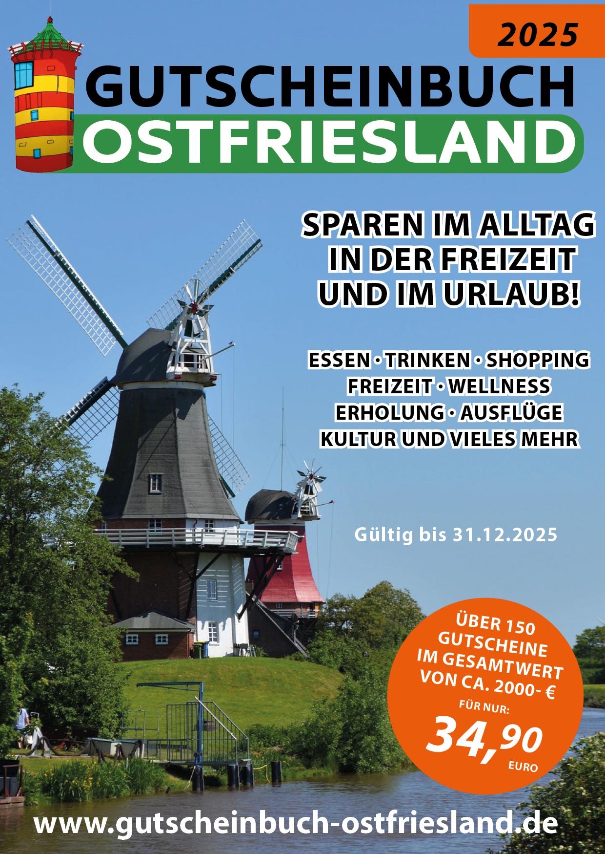 Vorderes Coverbild Gutscheinbuch 2025 Ostfriesland inkl. WHV