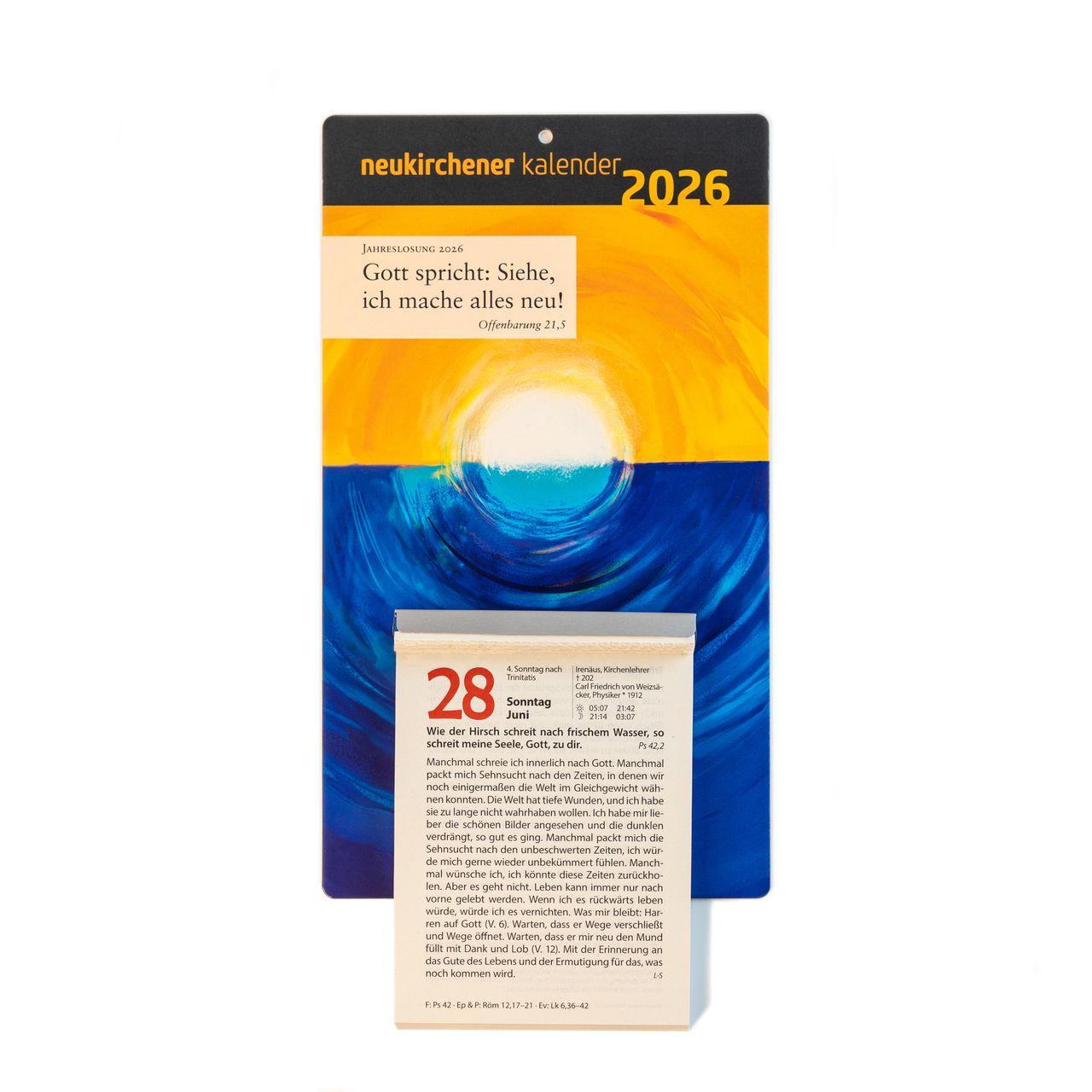 Beispielinhalt (Bild) Neukirchener Kalender 2026 - Abreißkalender mit Rückwand