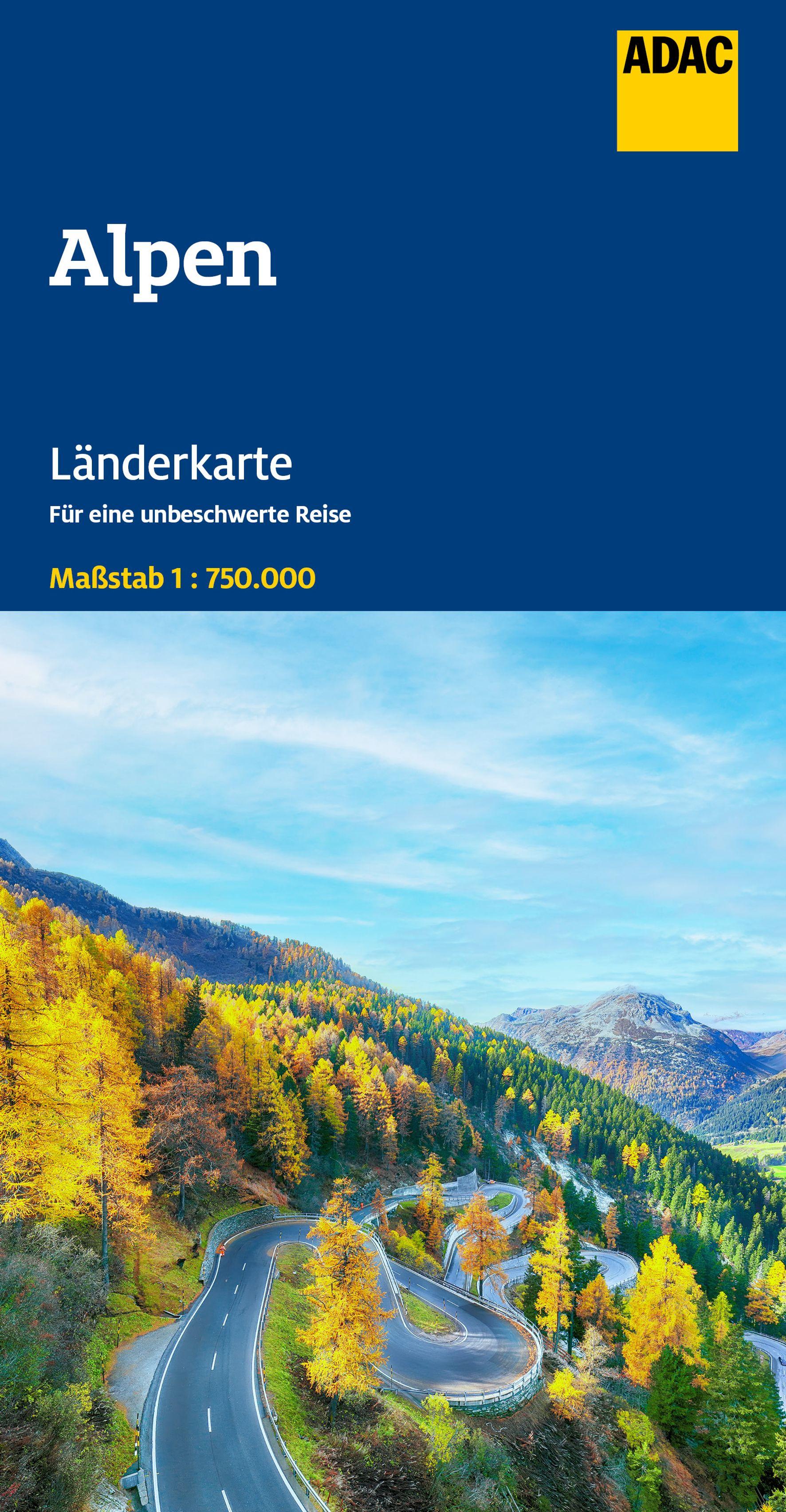 Vorderes Coverbild ADAC Länderkarte Alpen 1:750.000