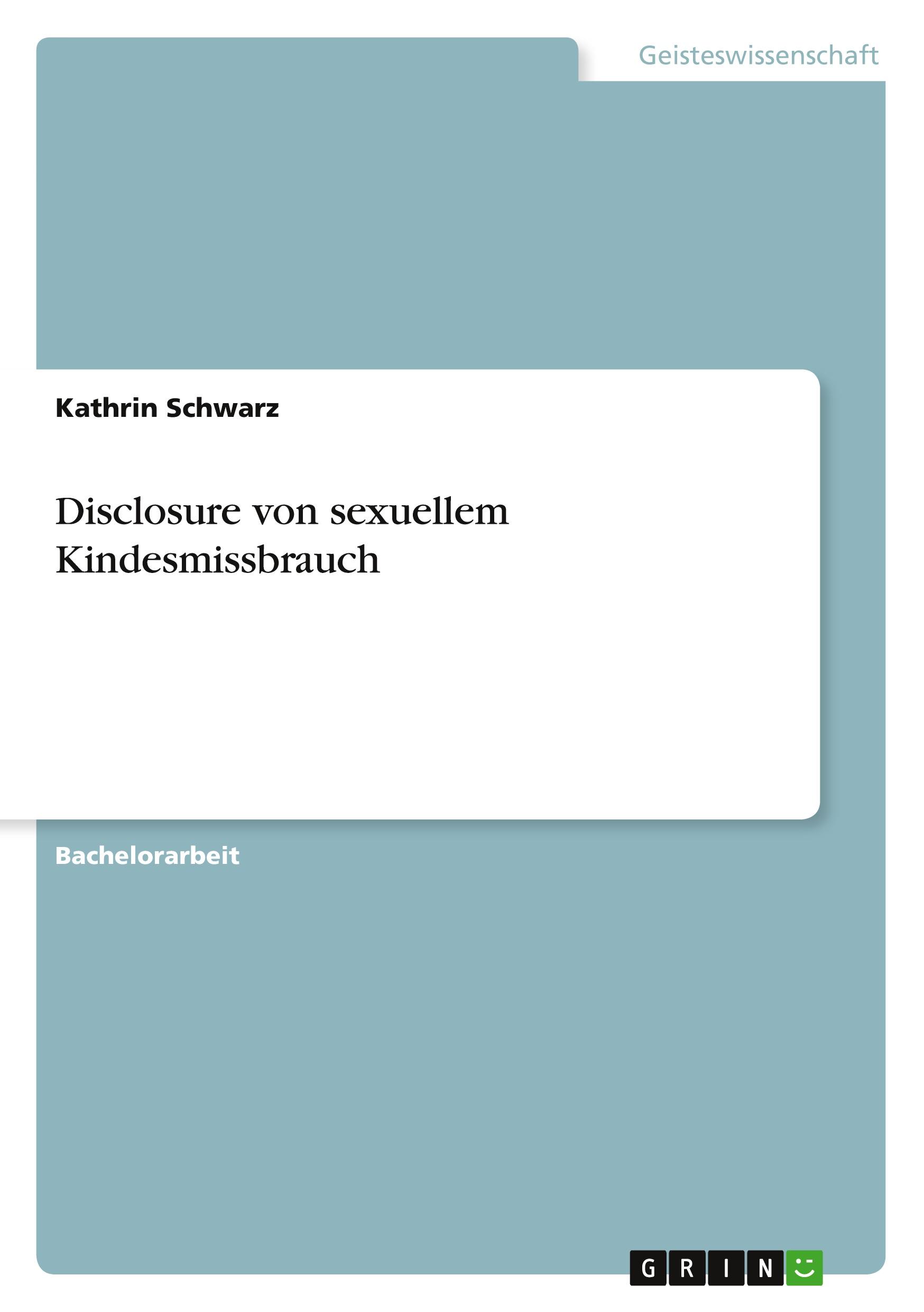 Vorderes Coverbild Disclosure von sexuellem Kindesmissbrauch