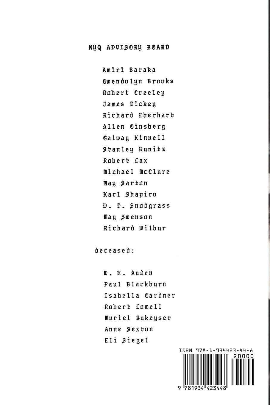 Rückseitencover The New York Quarterly, Number 44