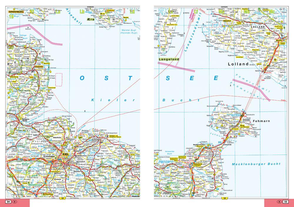 Beispielinhalt (Bild) Falk Straßenatlas 2026/2027 Deutschland, Schweiz, Österreich 1:300.000