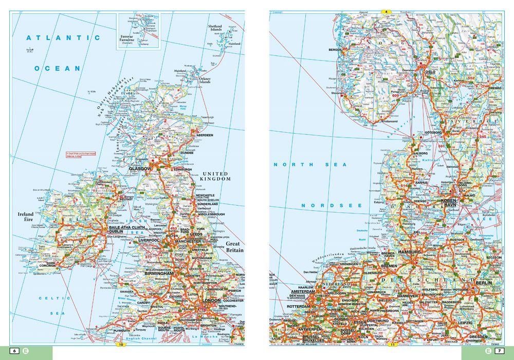 Beispielinhalt (Bild) Falk Straßenatlas 2026/2027 Deutschland, Schweiz, Österreich 1:300.000