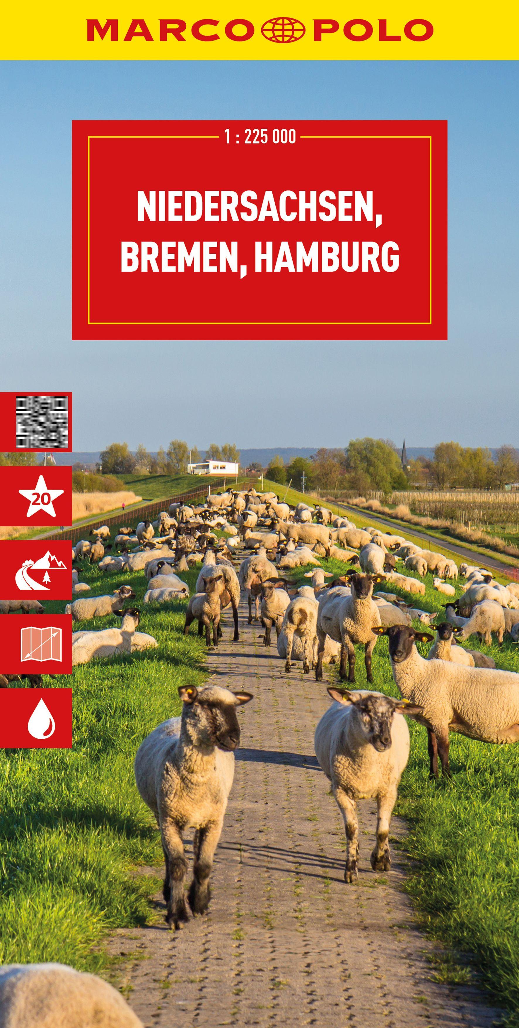 Vorderes Coverbild MARCO POLO Reisekarte Deutschland 03 Niedersachsen, Bremen, Hamburg 1:225.000
