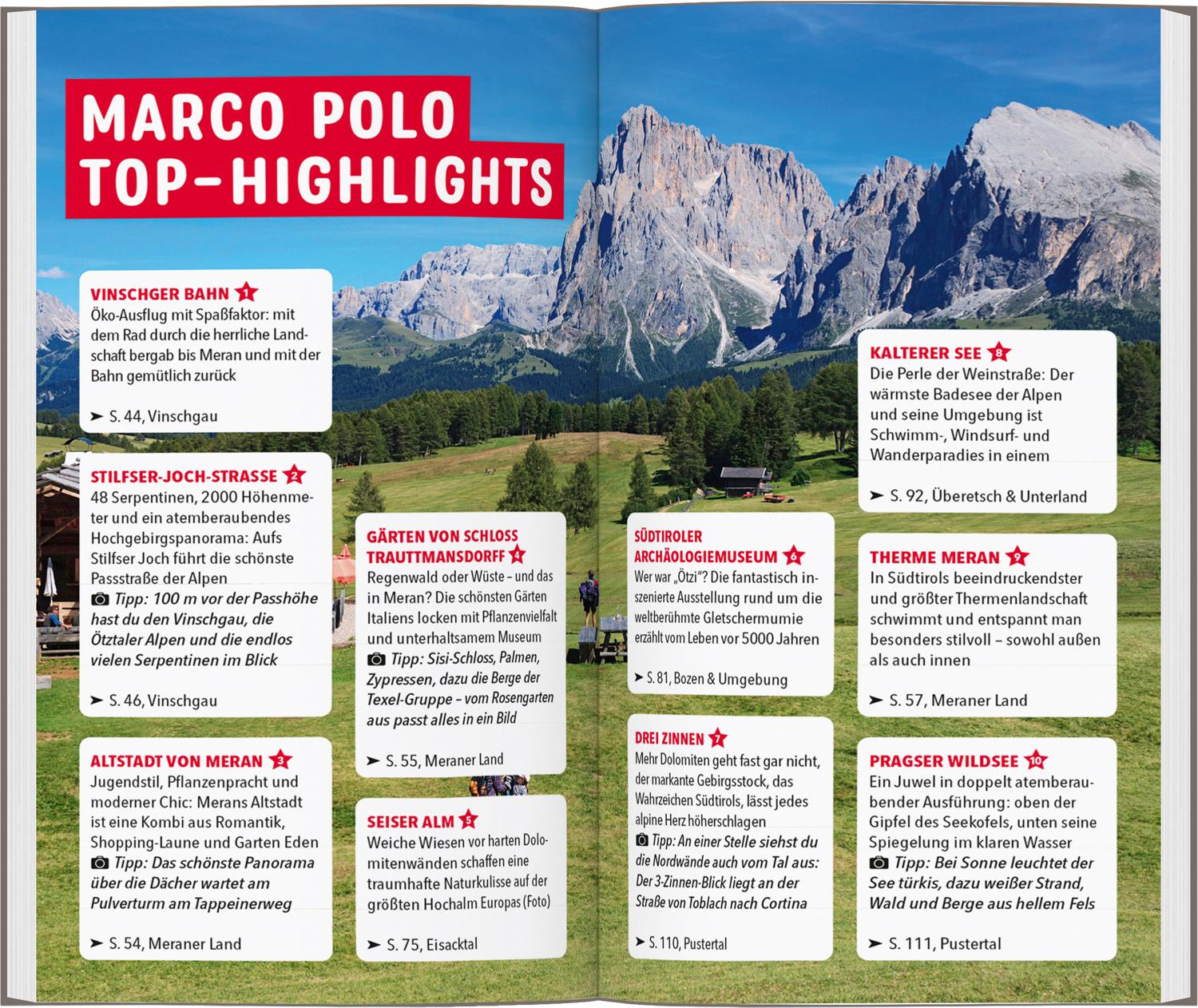 Beispielinhalt (Bild) MARCO POLO Reiseführer Südtirol