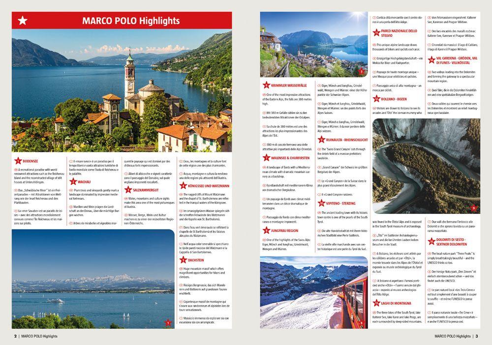 Beispielinhalt (Bild) MARCO POLO Reiseatlas Alpen, Norditalien 1:300.000