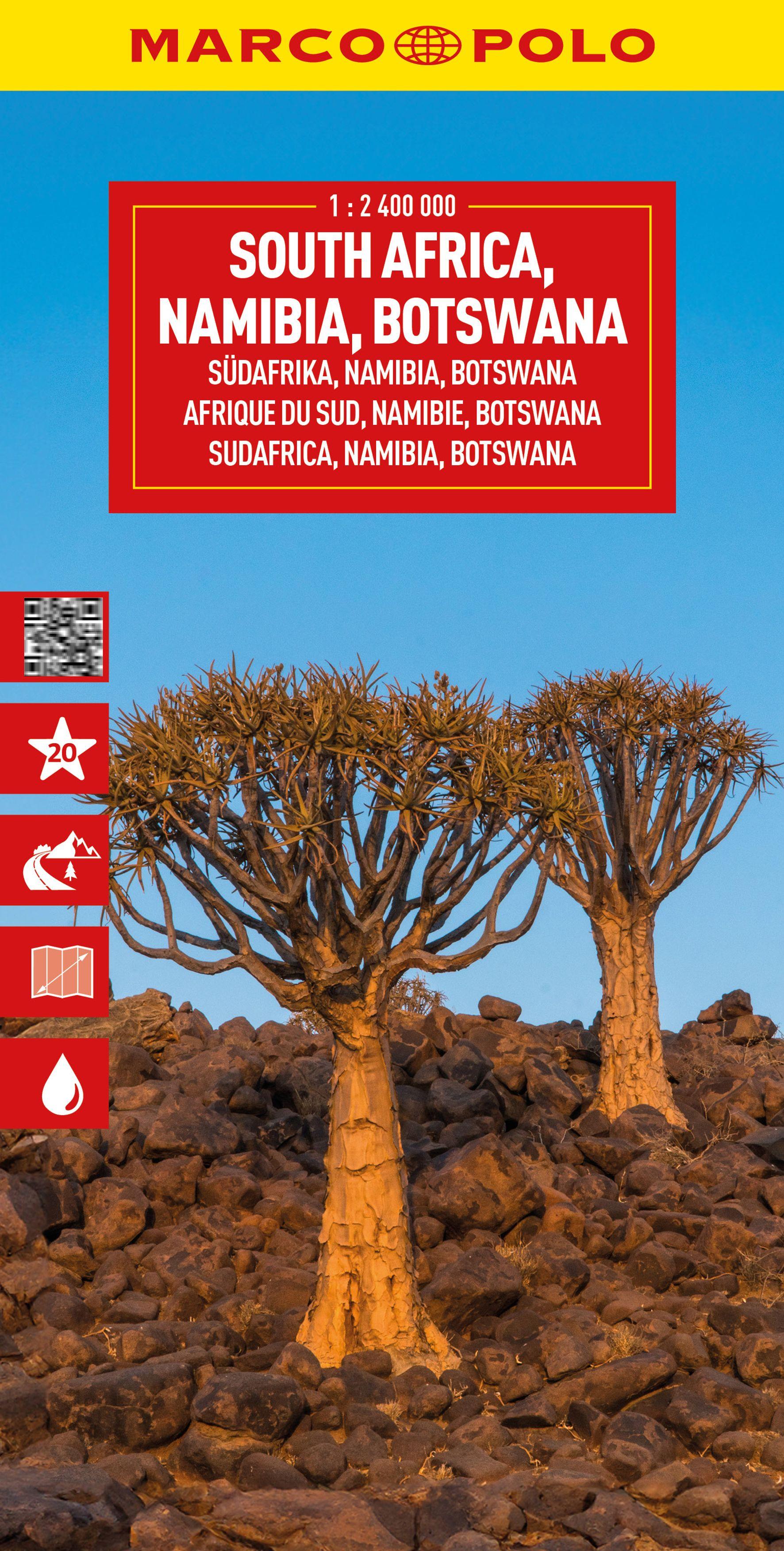 Vorderes Coverbild MARCO POLO Reisekarte Südafrika, Namibia, Botswana 1:2,4 Mio.