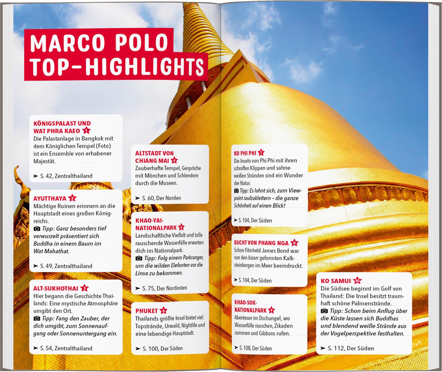 Beispielinhalt (Bild) MARCO POLO Reiseführer Thailand