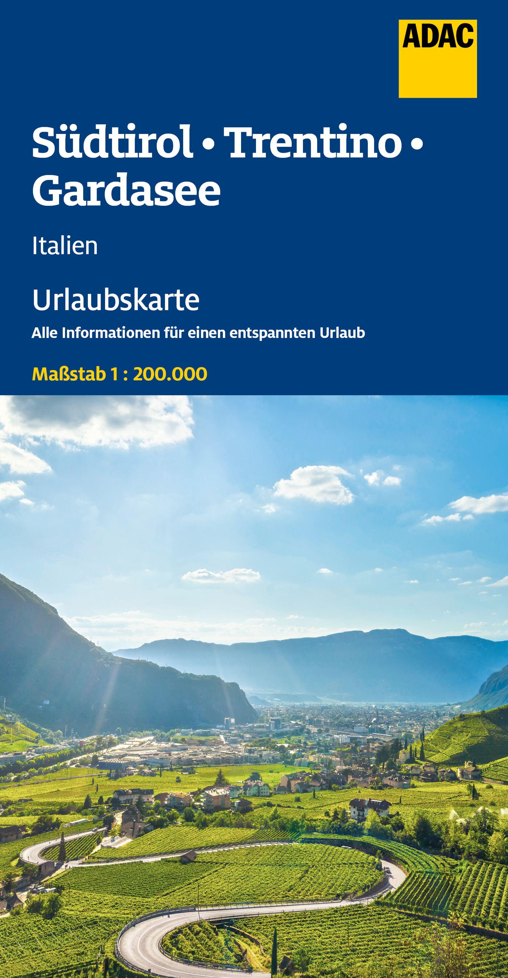 Vorderes Coverbild ADAC Urlaubskarte Südtirol, Trentino, Gardasee 1:200.000