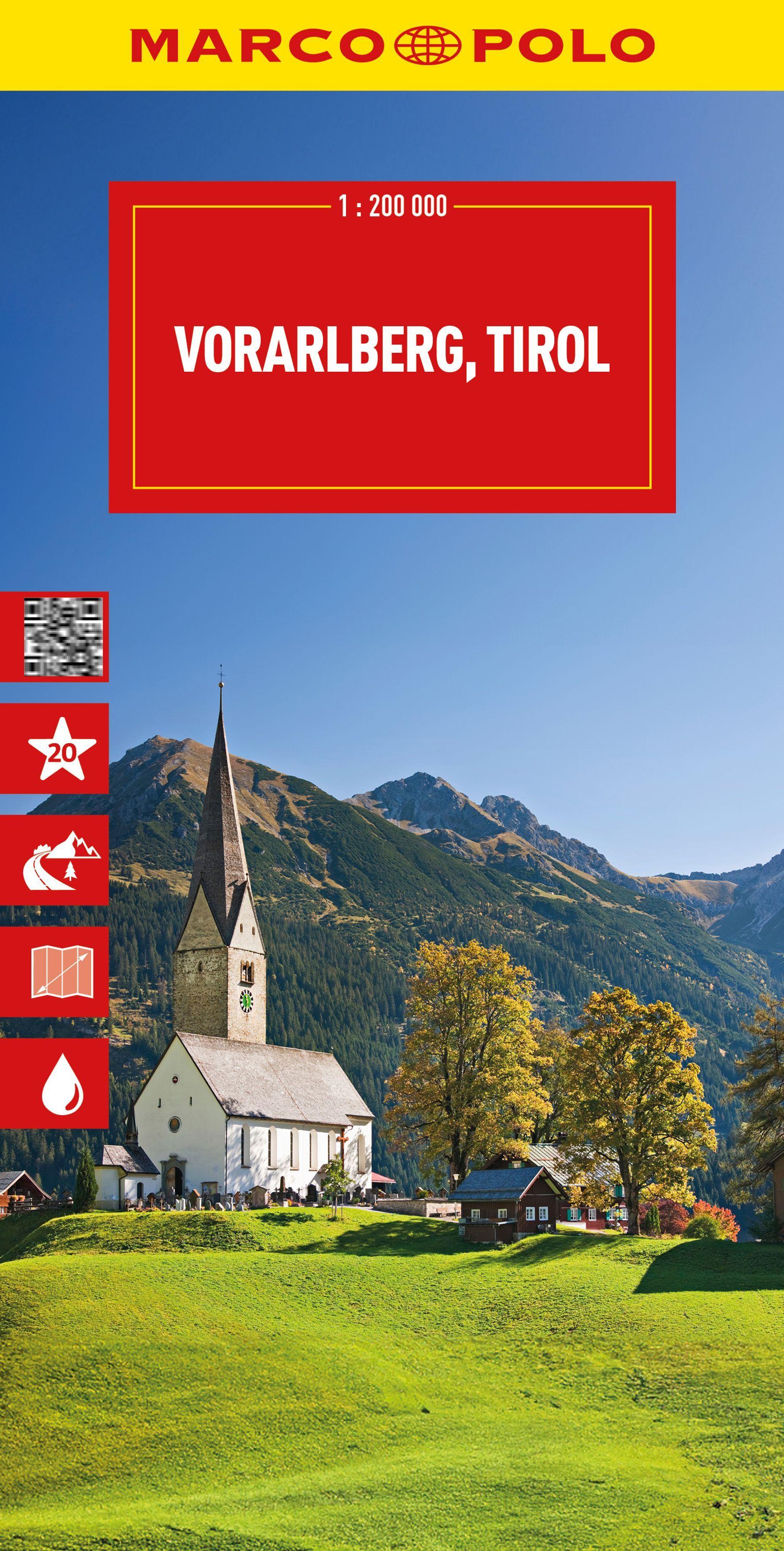 Vorderes Coverbild MARCO POLO Reisekarte Österreich 03 Vorarlberg, Tirol 1:200.000