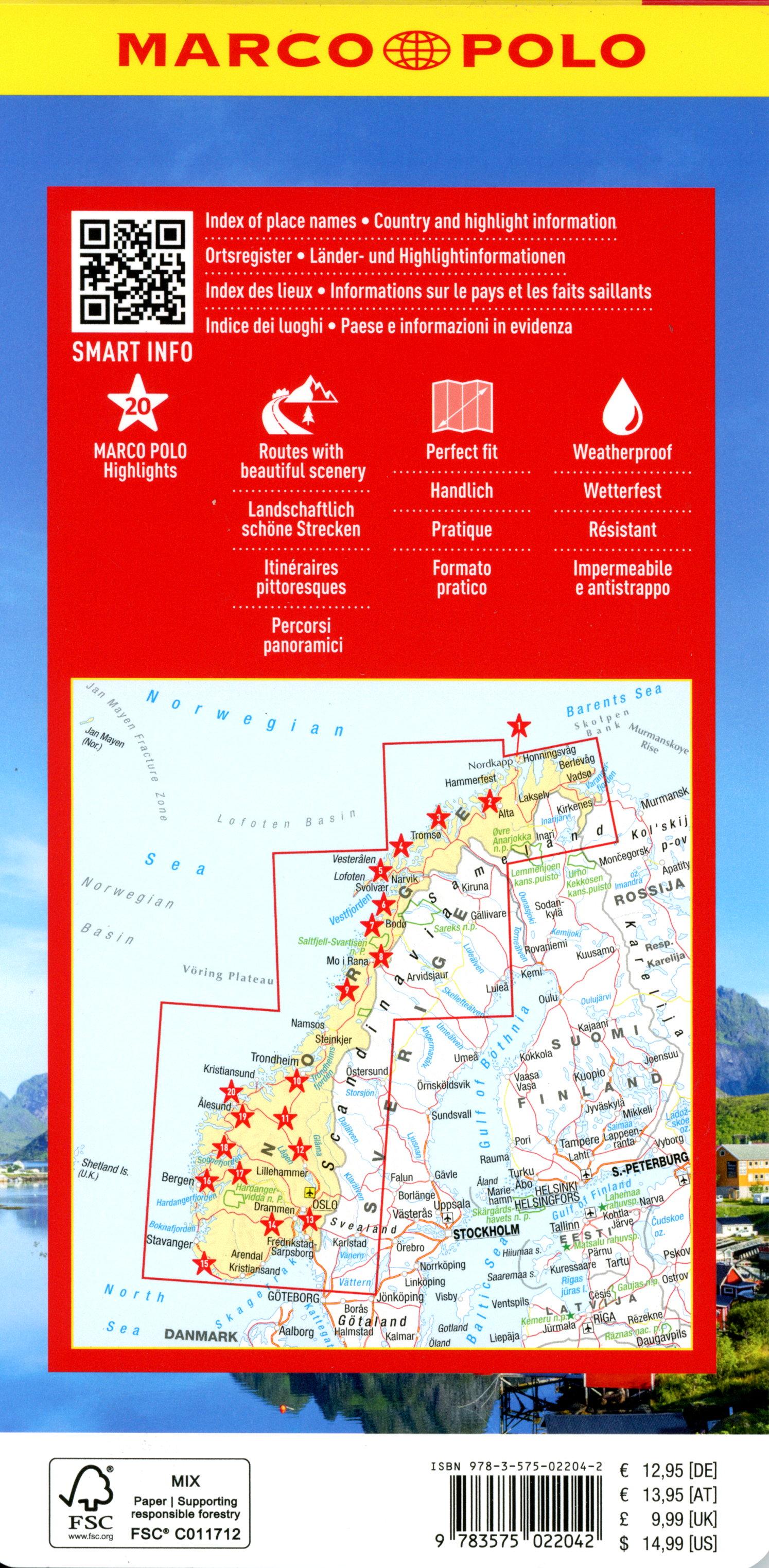 Beispielinhalt (Bild) MARCO POLO Reisekarte Norwegen 1:900.000
