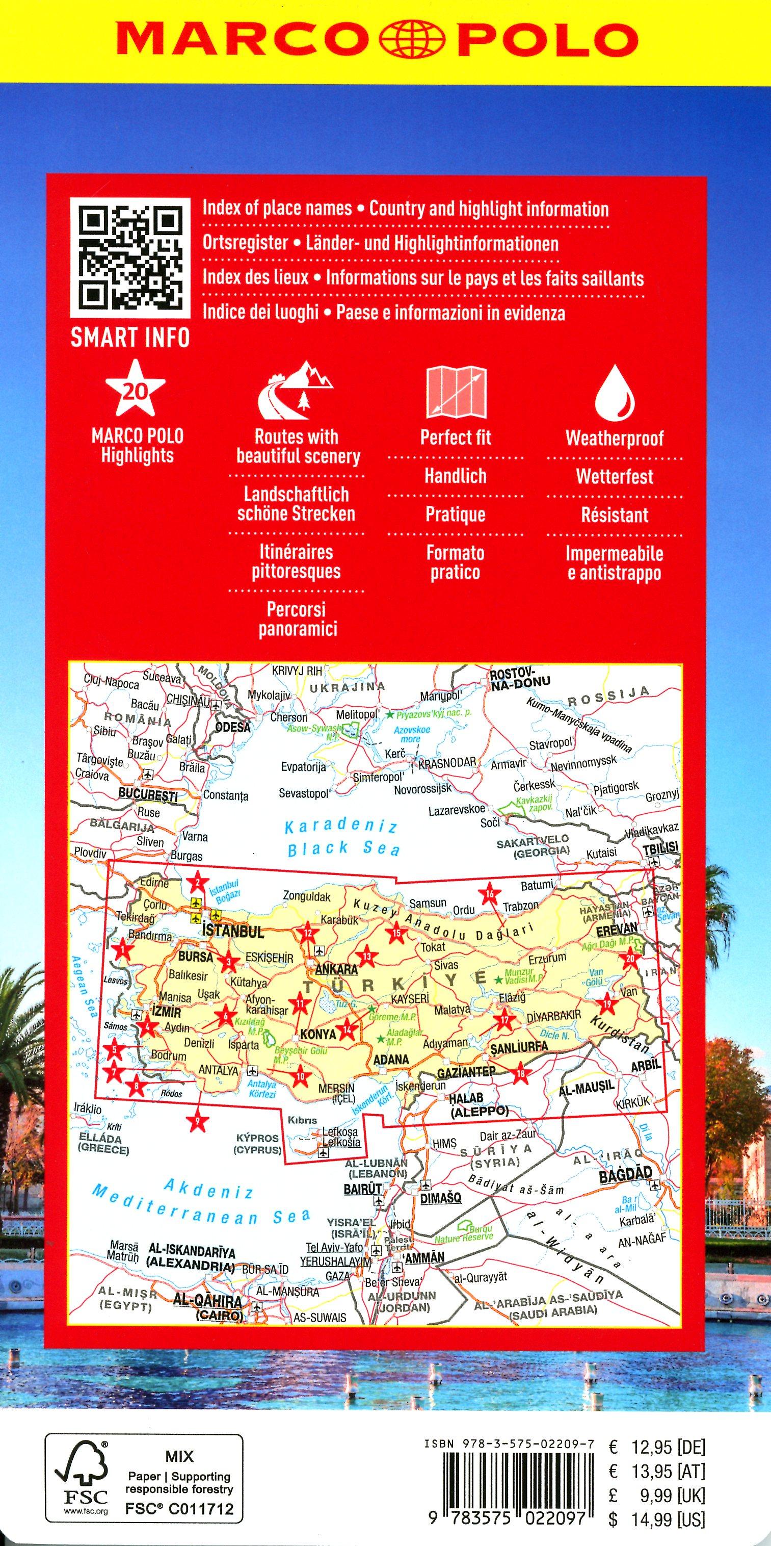 Beispielinhalt (Bild) MARCO POLO Reisekarte Türkei 1:1 Mio.