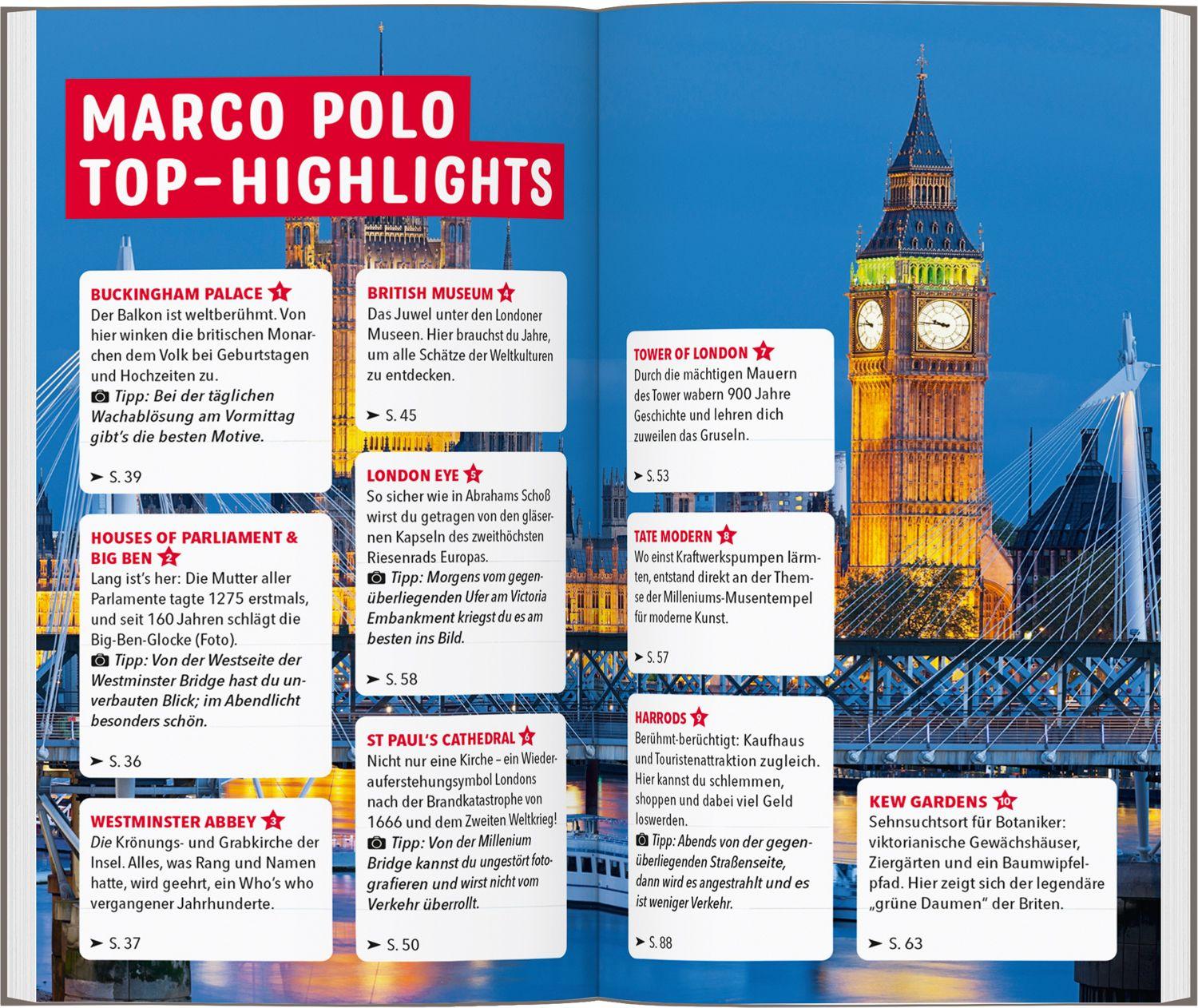 Beispielinhalt (Bild) MARCO POLO Reiseführer London