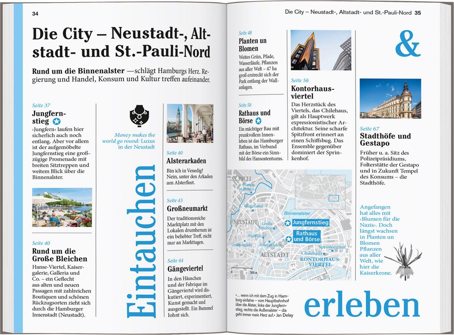 Beispielinhalt (Bild) DUMONT Reise-Taschenbuch Reiseführer Hamburg