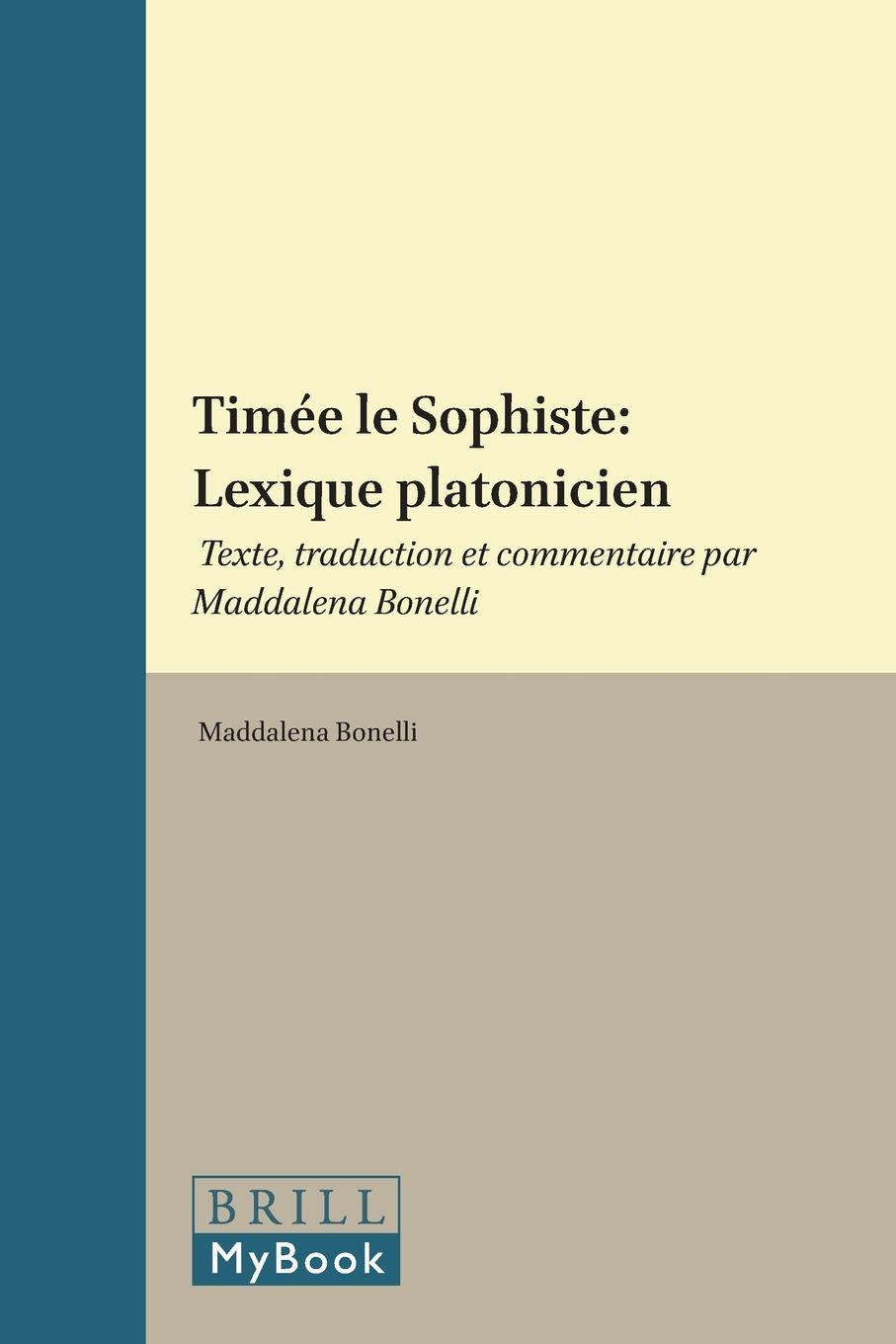Vorderes Coverbild Timée Le Sophiste: Lexique Platonicien