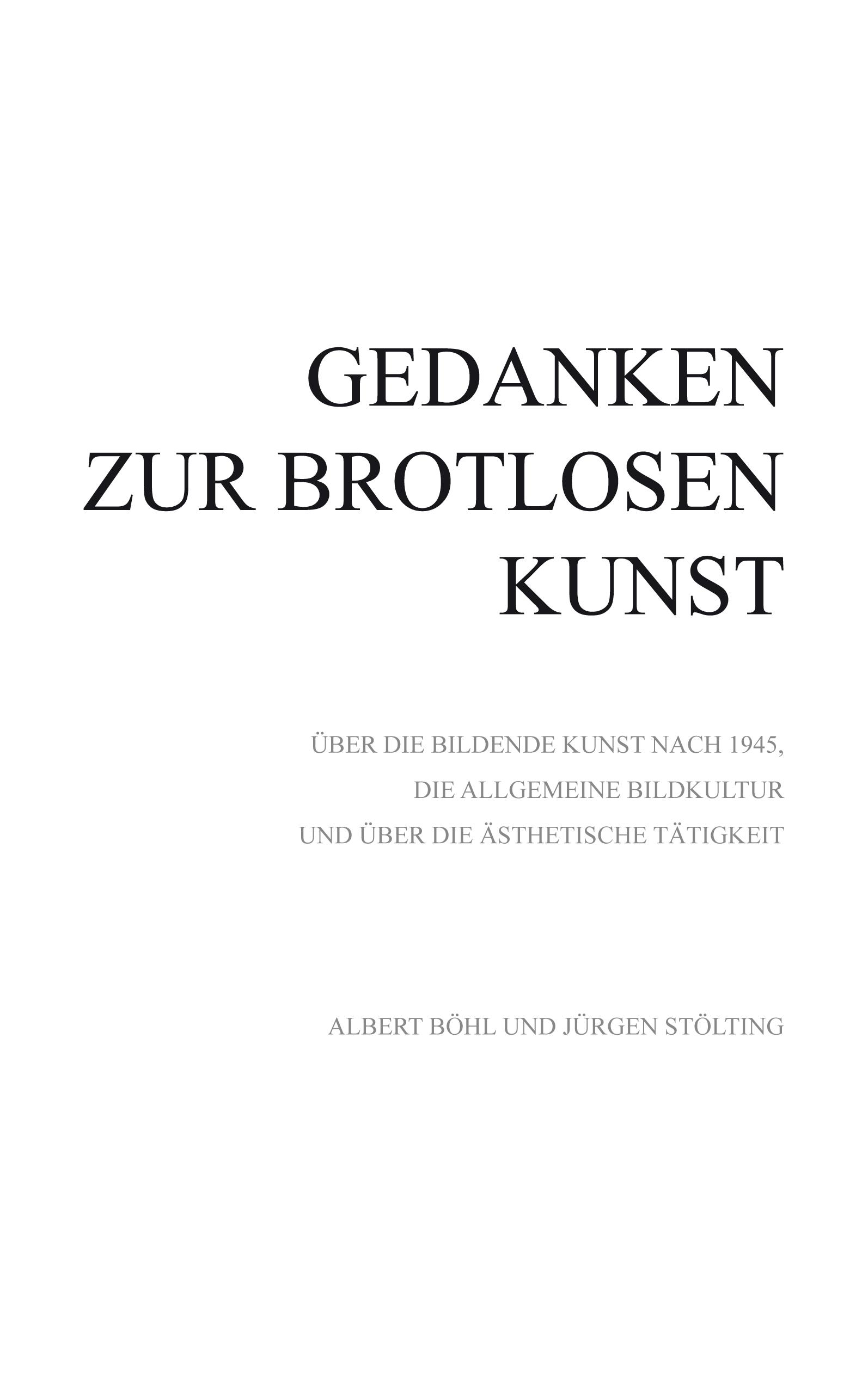 Vorderes Coverbild Gedanken zur Brotlosen Kunst
