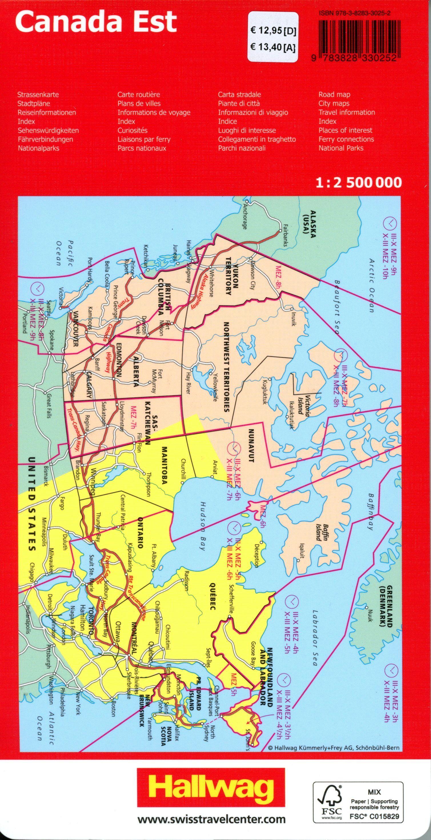 Beispielinhalt (Bild) Hallwag Strassenkarte Kanada Ost 1:2,5 Mio.