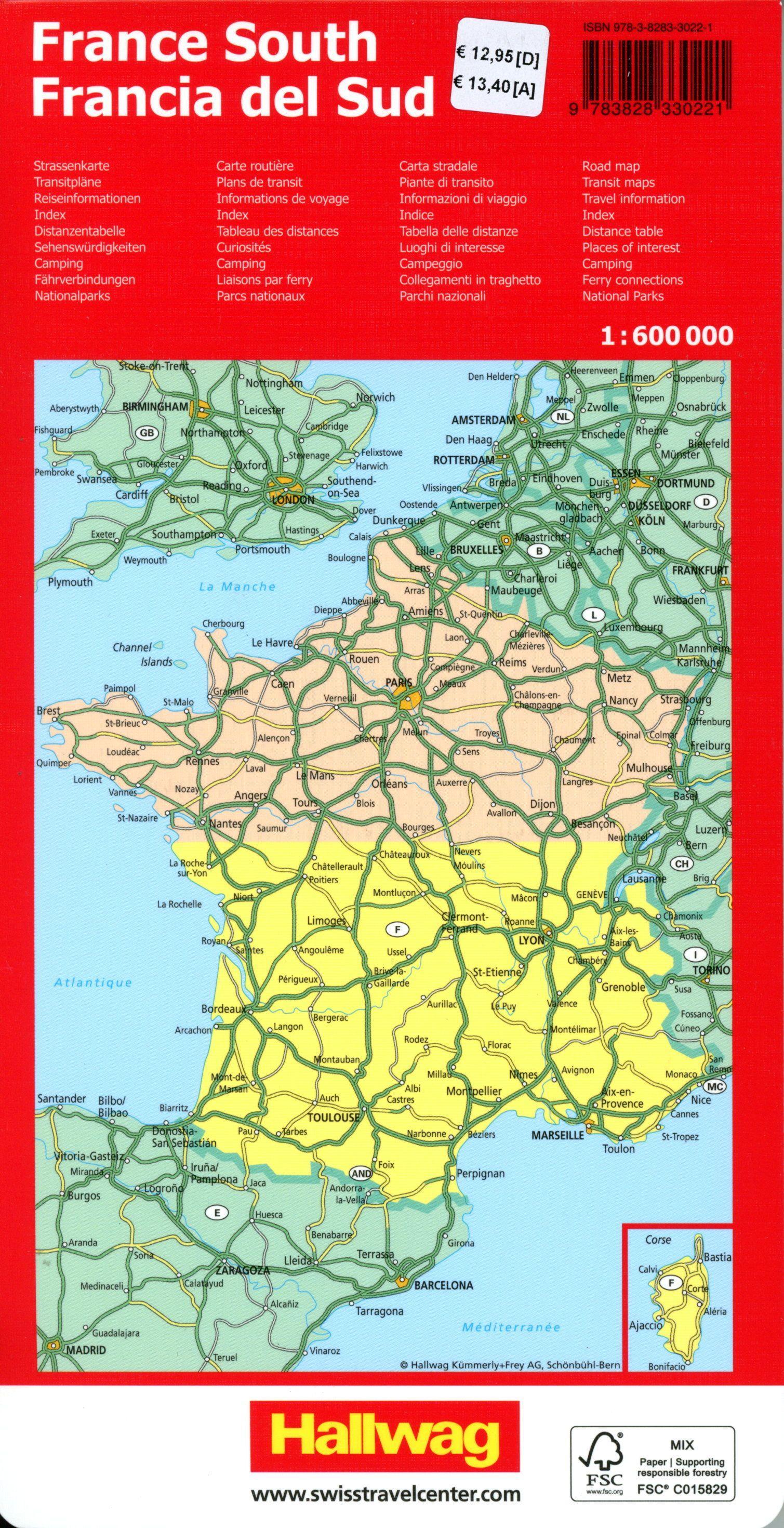 Beispielinhalt (Bild) Hallwag Strassenkarte Frankreich Süd 1:600.000