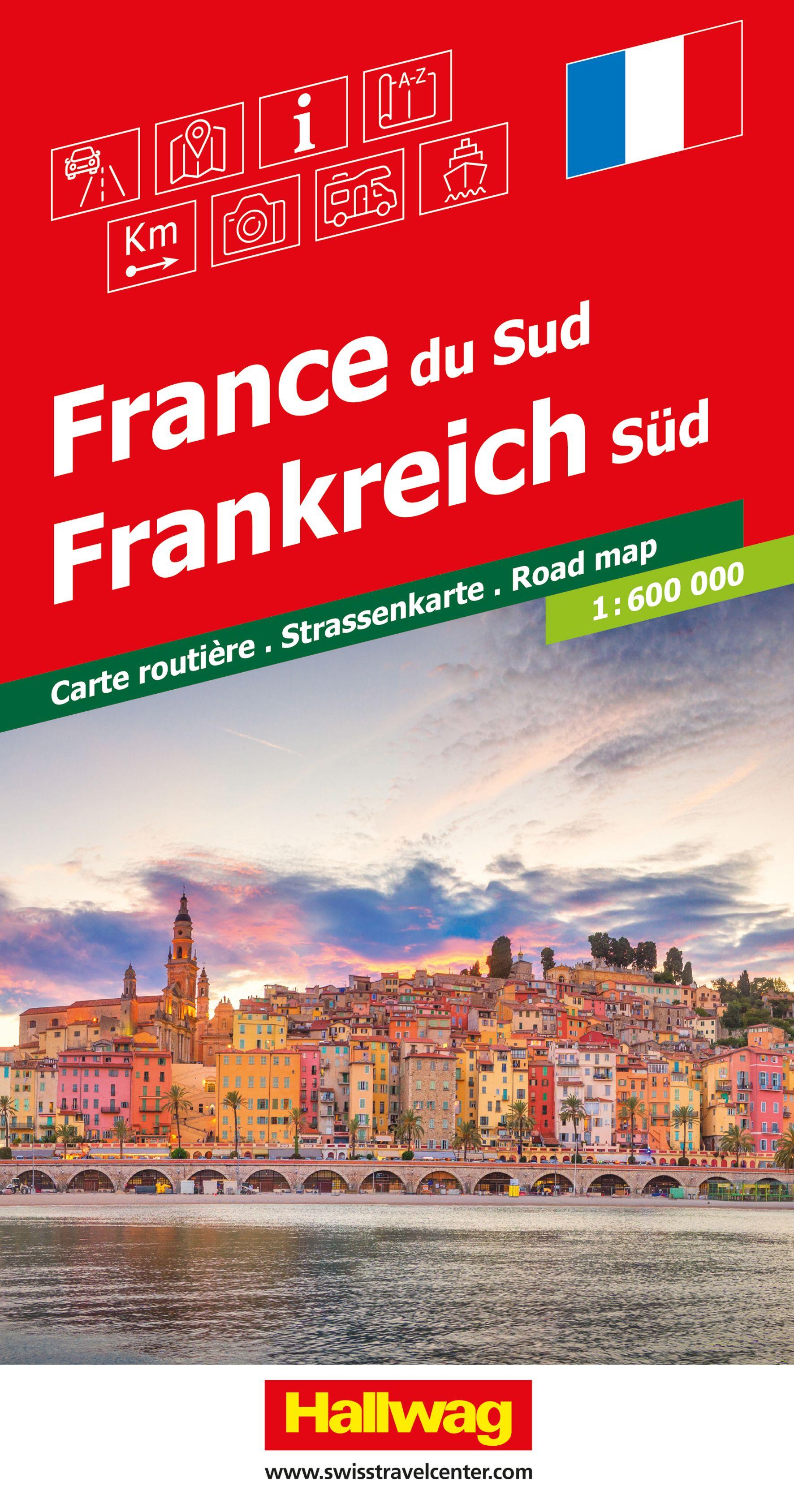 Vorderes Coverbild Hallwag Strassenkarte Frankreich Süd 1:600.000