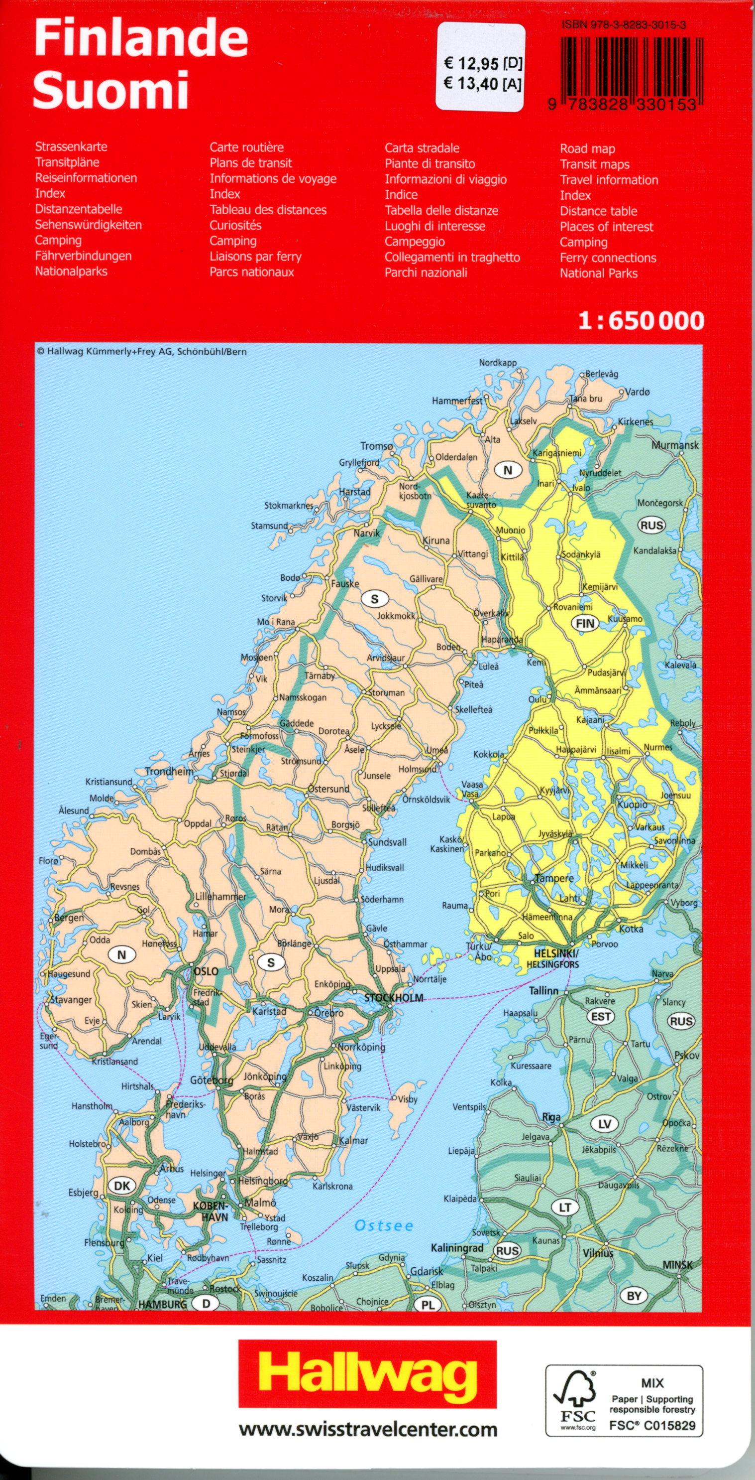 Beispielinhalt (Bild) Hallwag Strassenkarte Finnland 1:650.000